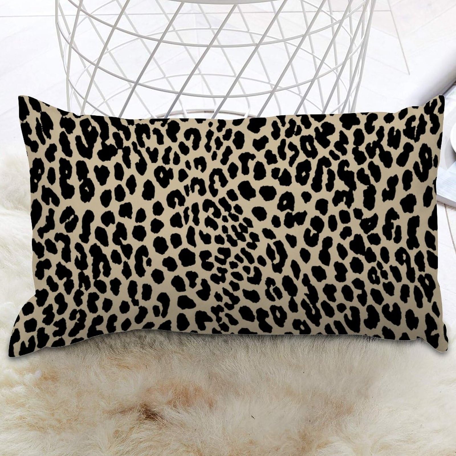 Black Brown Cheetah Leopard Print Rectangle Lumbar Pillow Case African Animal Stripe Pillow Covers Cushion Cover Retro Decorative Cushion Cases Home Decor For Bedroom Living Room Couch Bed 20x30 IN
