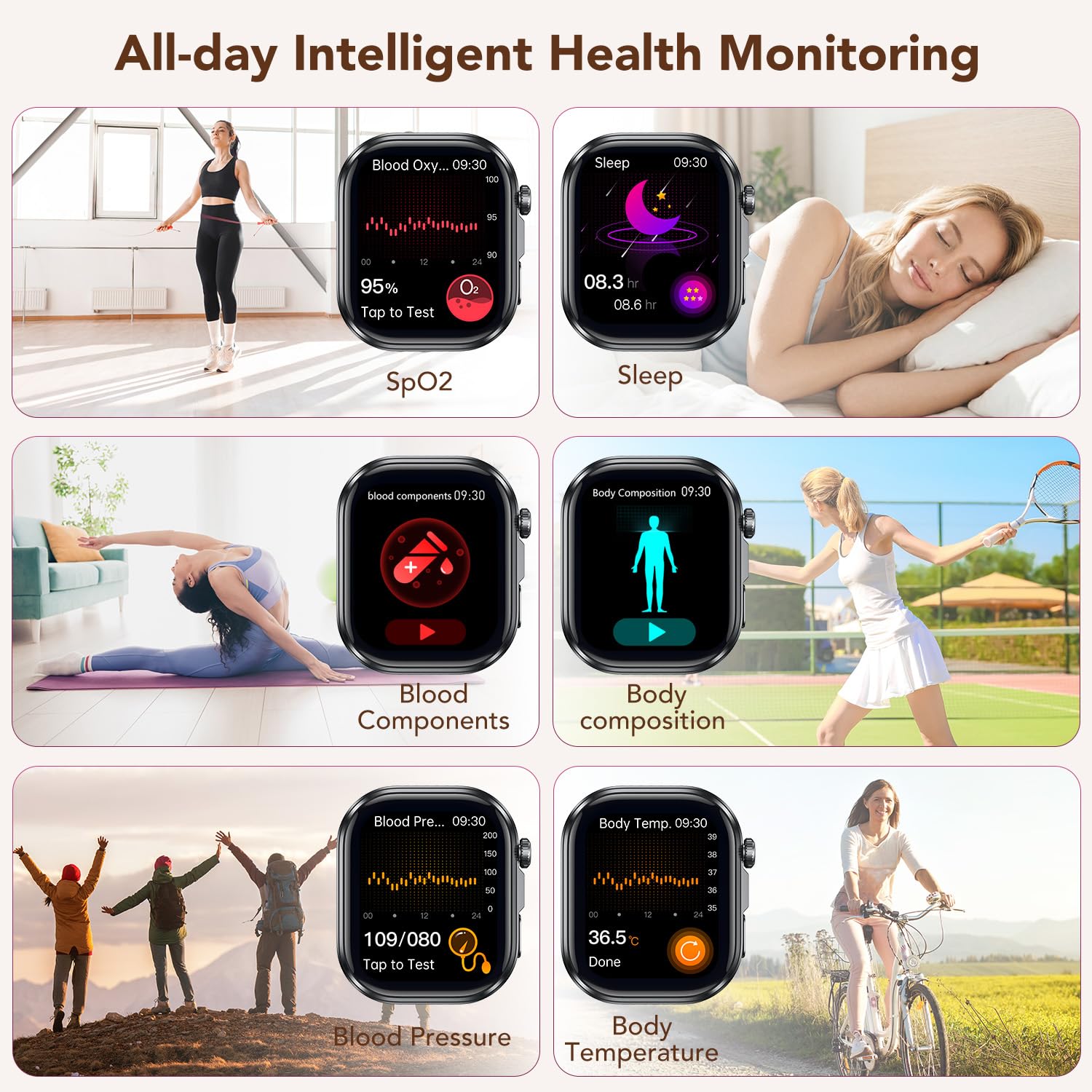 Smartwatch Damen mit EKG 𝐇𝐑𝐕 Blutdruck Herzfrequenz: Smart Watch Gold 𝐄𝐂𝐆 Gesundheitsuhr 1,88" Eckig Edelstahlarmband Armbanduhr Wasserdicht Schrittzähler Blutsauerstoff Telefonfunktion Fitness