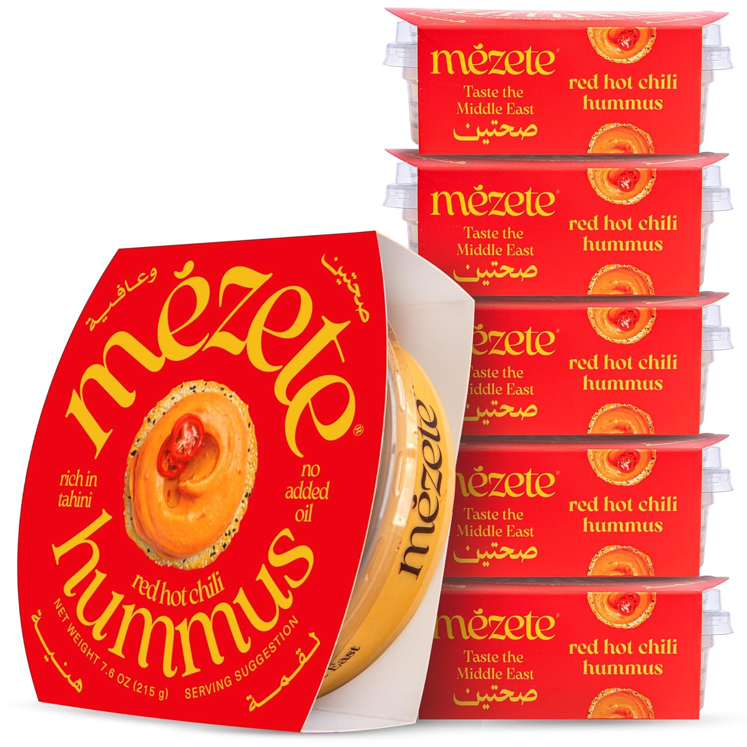 Mezete Authentic Middle Eastern Snack Pack | Zesty Za'atar(Thyme) Hummus Dip with Breadsticks | All-Natural | On the Go Spread & Dip | No Preservatives | Gluten-Free | Shelf-Stable | 81g (Pack of 6)