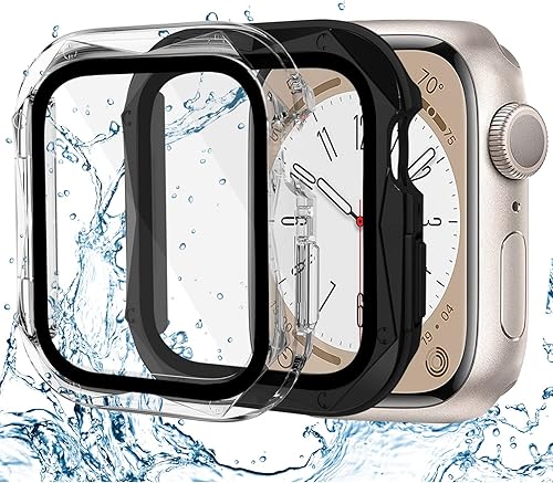 surundo Paquete de 2 fundas rígidas de policarbonato con protector de pantalla de vidrio templado para Apple Watch de 177 pulgadas Series 87