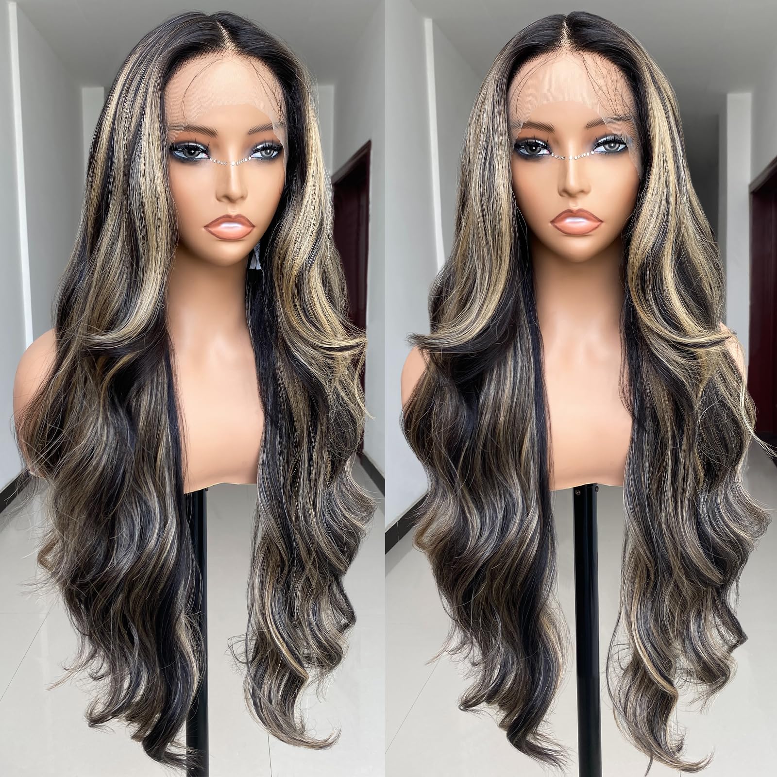 Ombre Black Gray Wig 28 inches S1fe002694ad74559b8aee87df5e60  main image 4