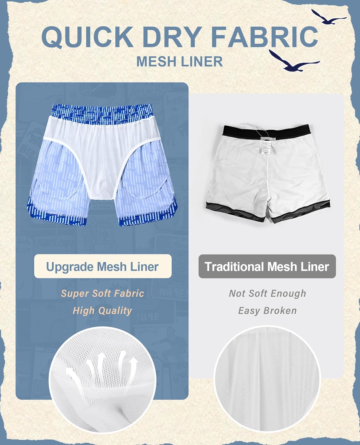 5inch Mens Swim Trunks: with Mesh Liner Lined Quick Dry Stretch Soft Comfort Beach Pool Pockets Vacation Striped - Image 5