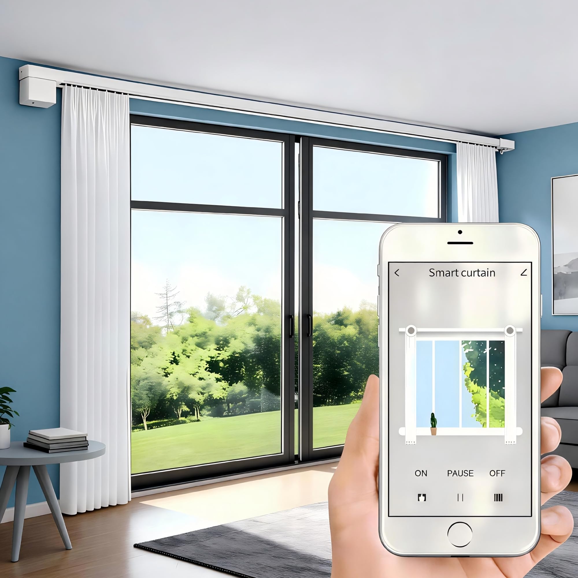 Smart Curtain Track System with Mini Zigbee Motor, Automatic