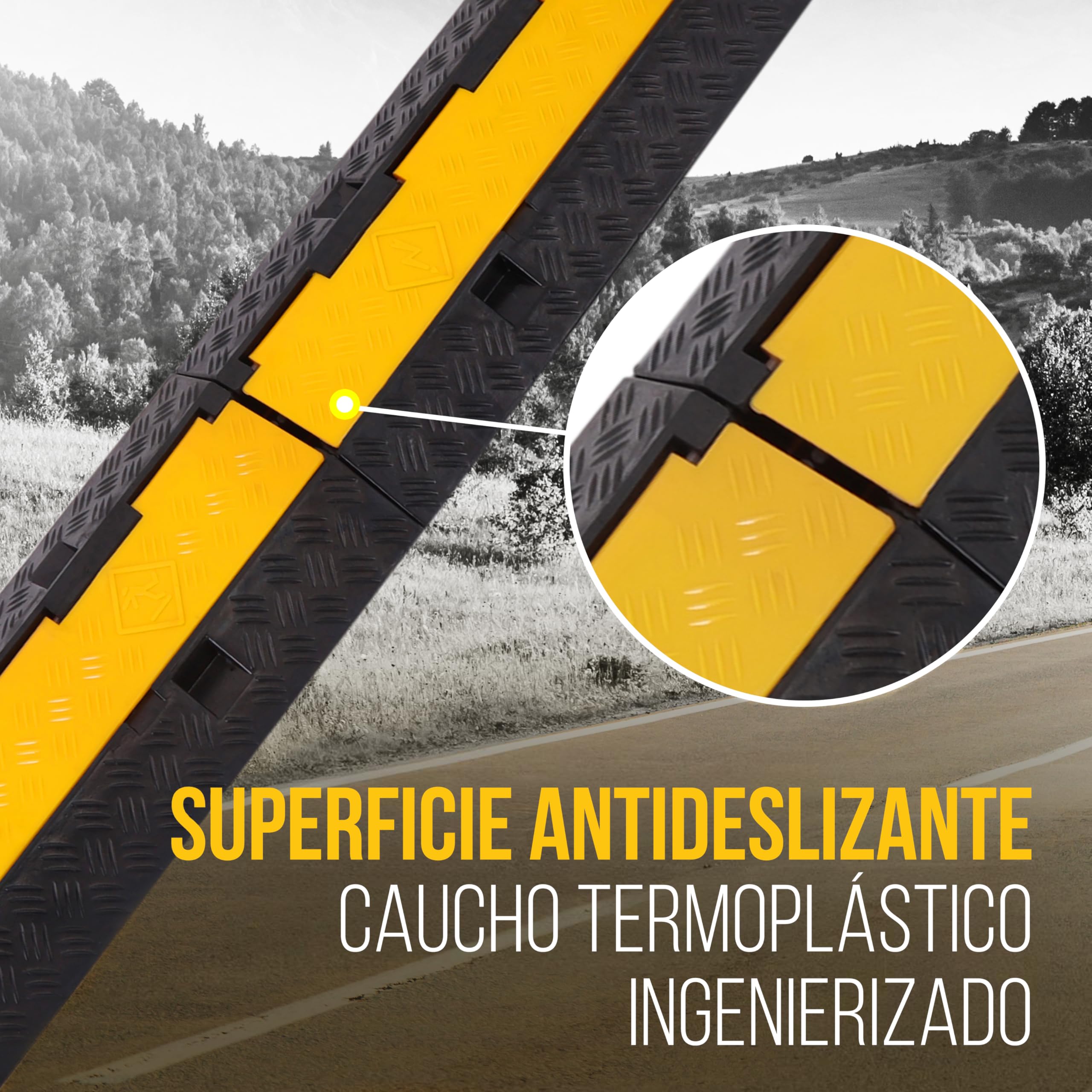 Pyle Cubre Cables Suelo, Pasacable, Canaleta, Interiores, Exteriores, Soporte de 907kgs, Tapa Superior Abatible, Diseño de 2 Canales, Protector de mangueras de Alta Resistencia, Seguro