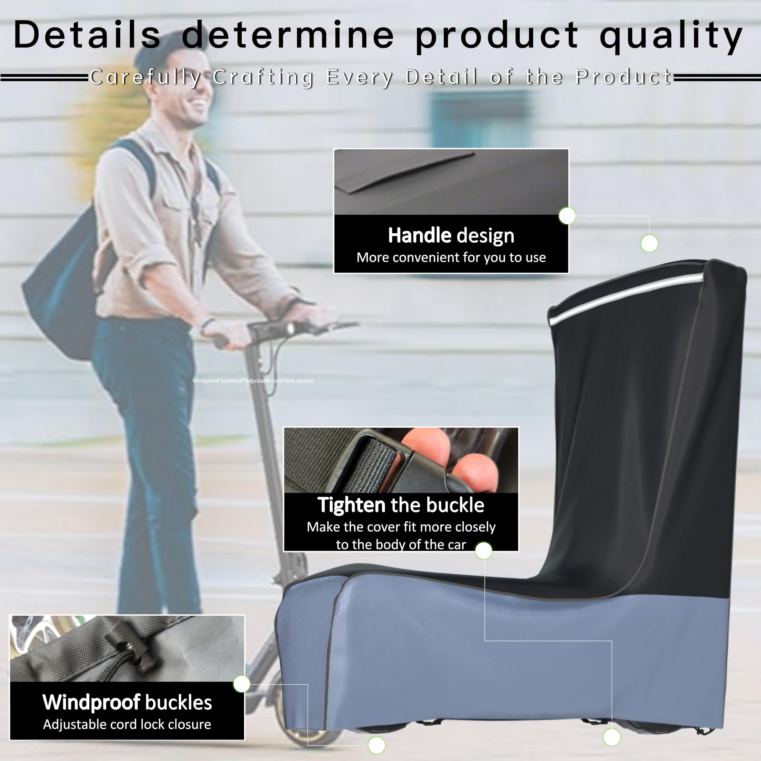Funda para scooter eléctrico (300 W-3000 W), ajuste universal para todas las estaciones, diseño de mejor ajuste, tela Oxford resistente, protección a prueba de polvo y viento (negro gris) (54 x 28 x 6