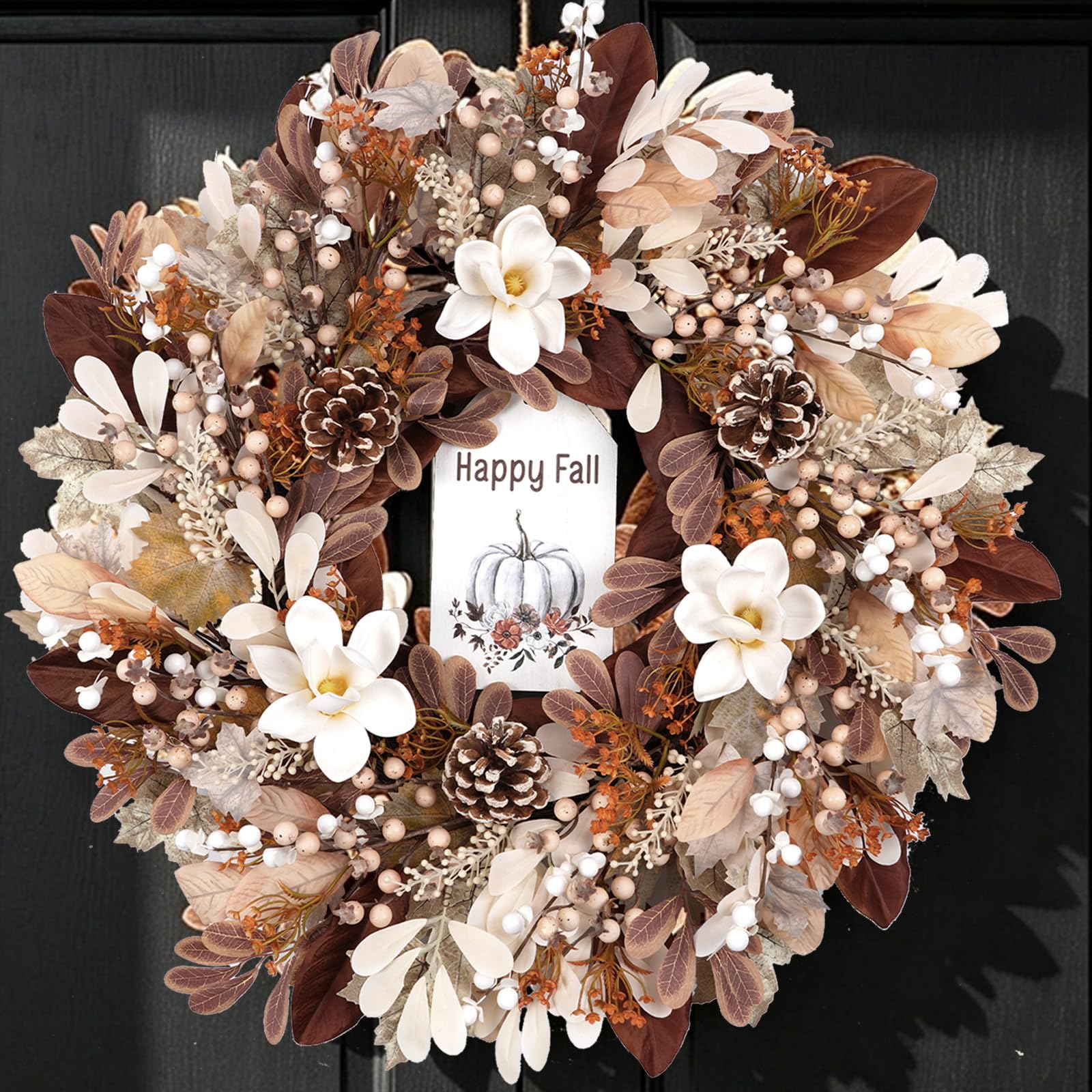 Couronne d'automne pour porte d'entrée - Décorations de Thanksgiving d'automne