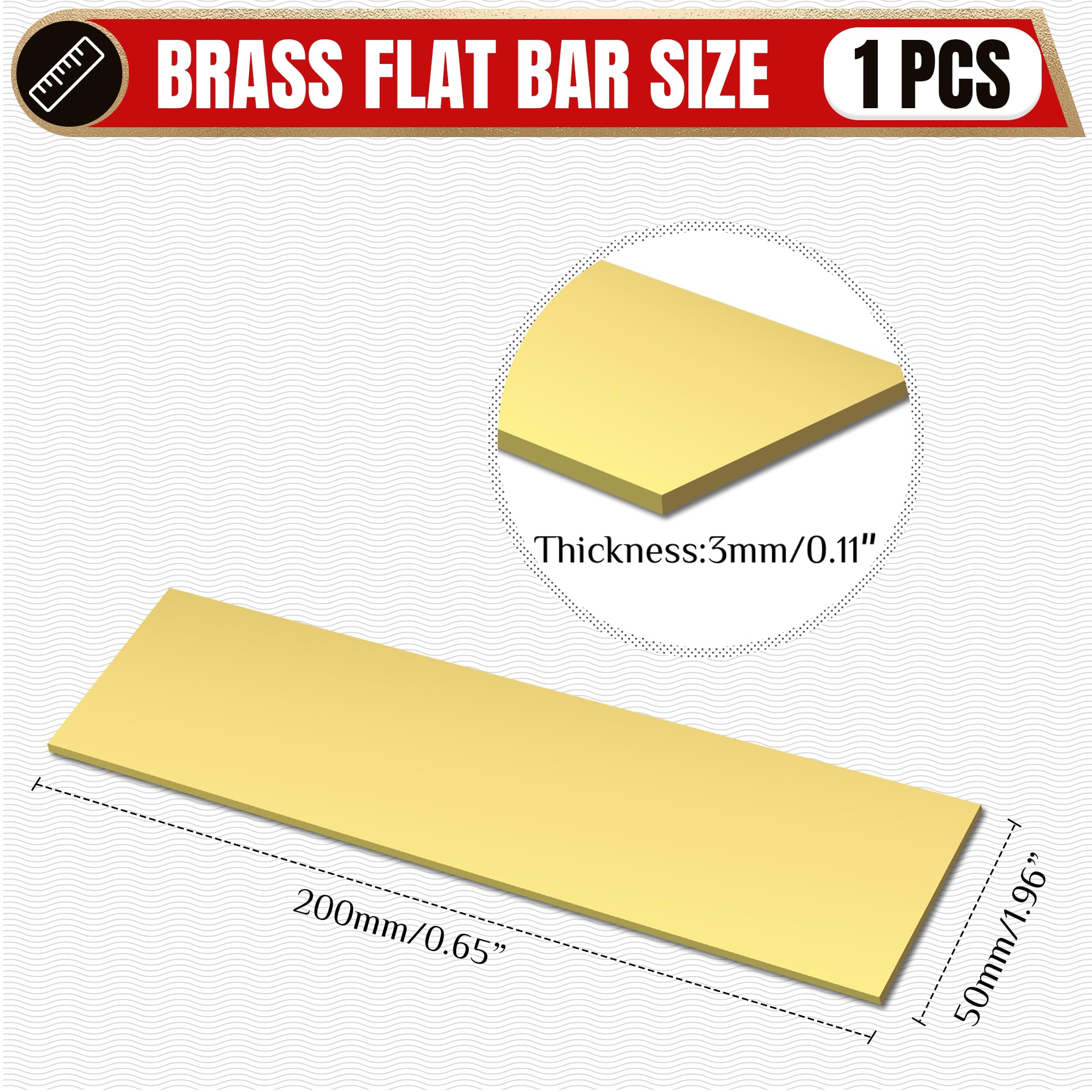 Profilato piatto in ottone Sunkoo 3mm 50mm x 200mm per modellismo fai-da-te