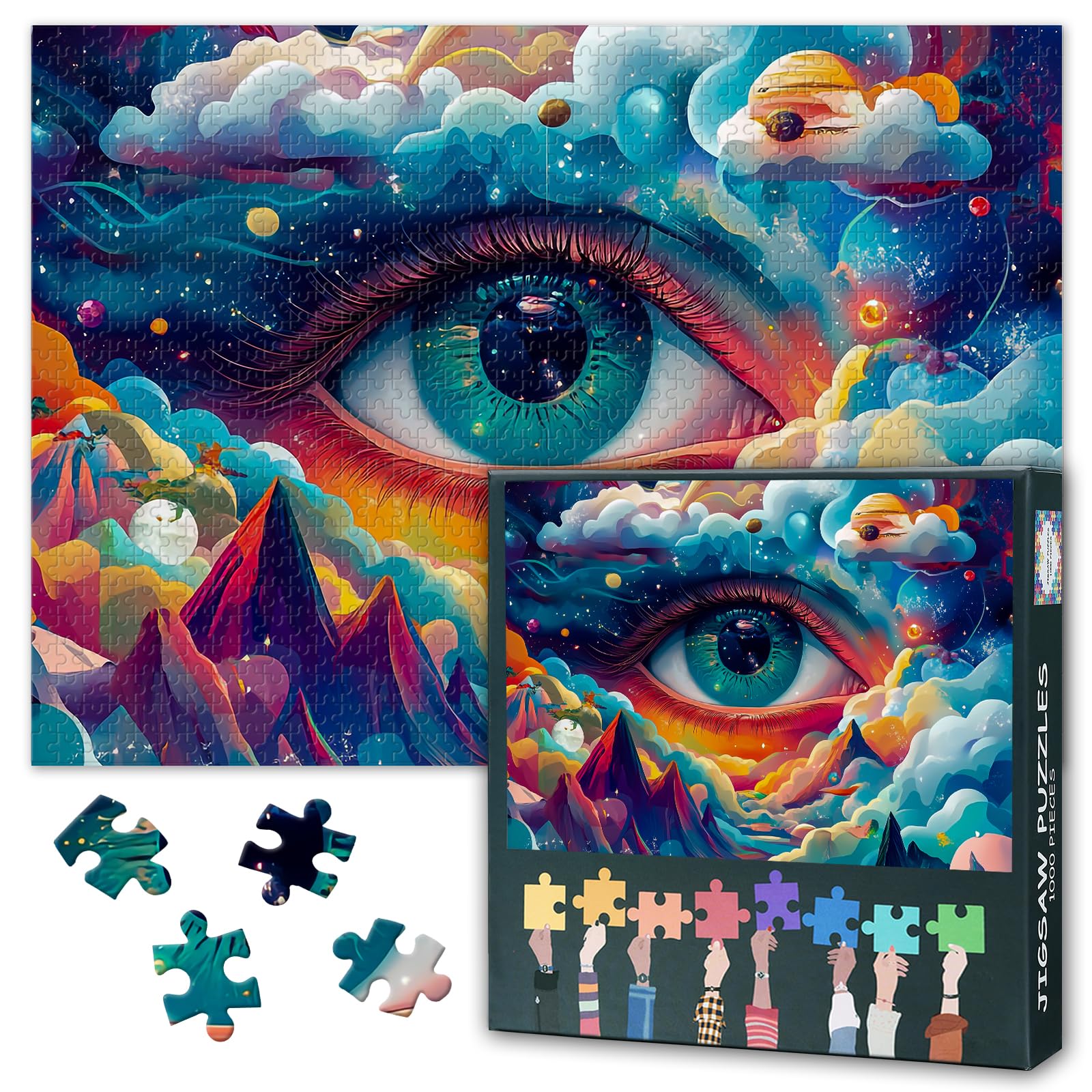 1000 Piece Eye Jigsaw Puzzles for Adults Decompression Jigsaw Puzzle Impossible Challenge Clouds Mountains Puzzles Perfect for Family Game Night 27.5"X19.7"