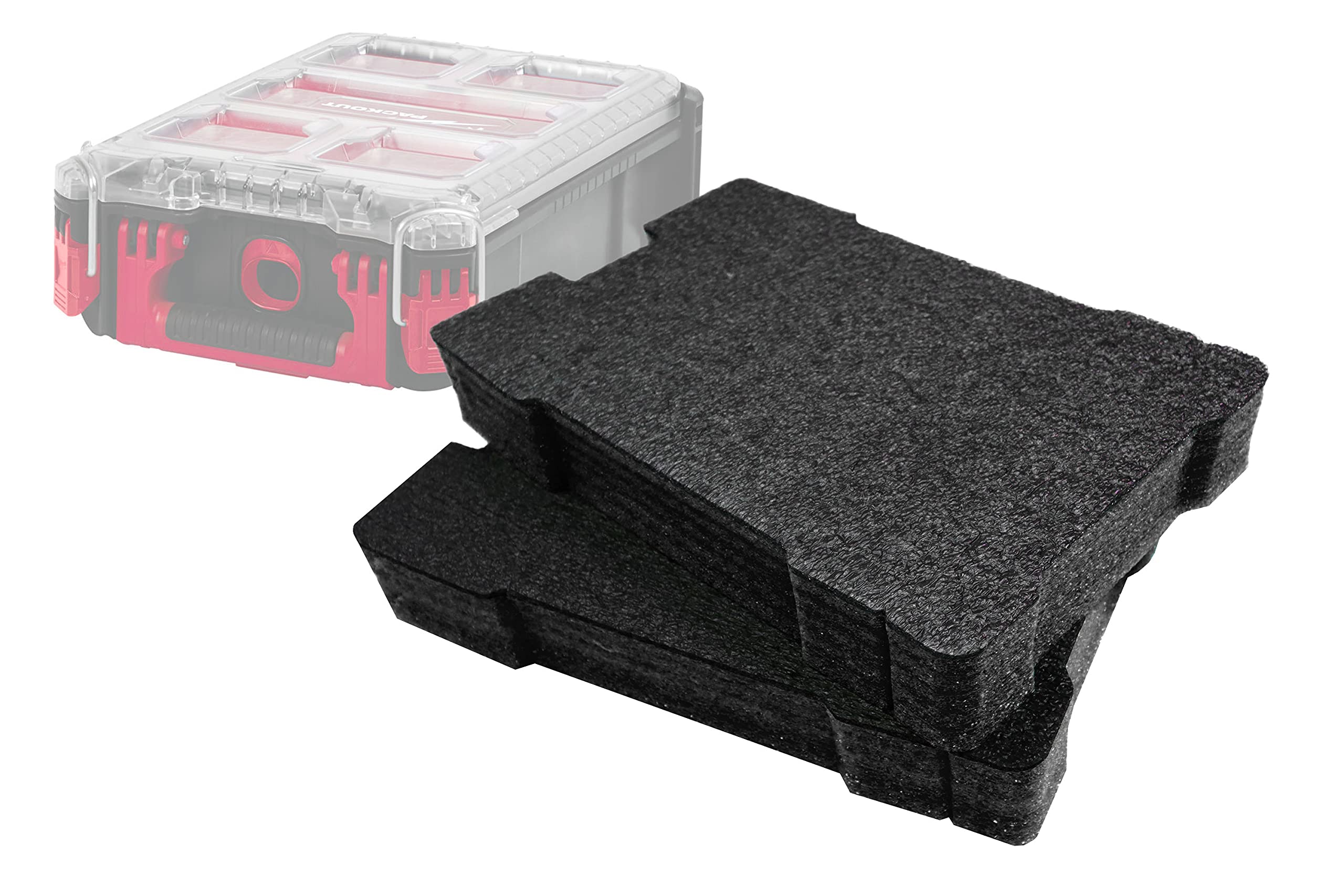 Shadow Foam Packout Compact Organiser Inserts – Perfect Fit for Milwaukee Packout Compact Organiser [Black 50mm Twin Pack] Easy Peel Foam for Milwaukee Packout System