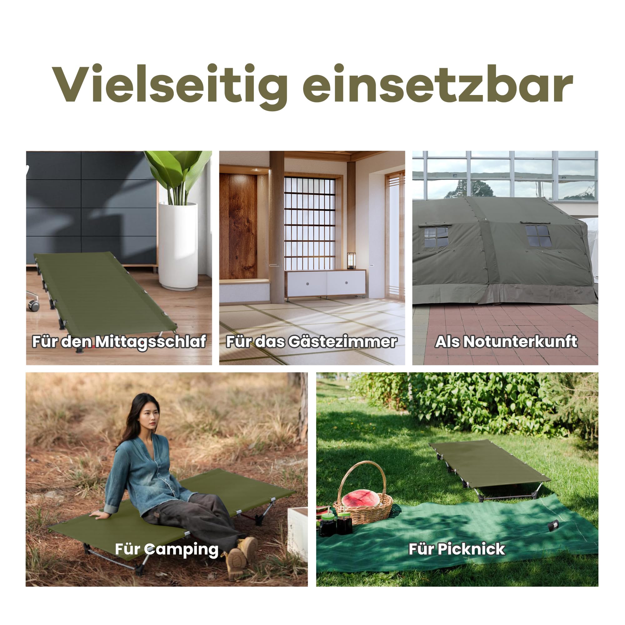 Join Nature Ultralekkie łóżko kempingowe, składane, dla dorosłych, przenośne łóżko polowe, składane łóżko polowe, obciążenie 150 kg, leżak kempingowy do namiotów, wędrówek i podróży z plecakiem