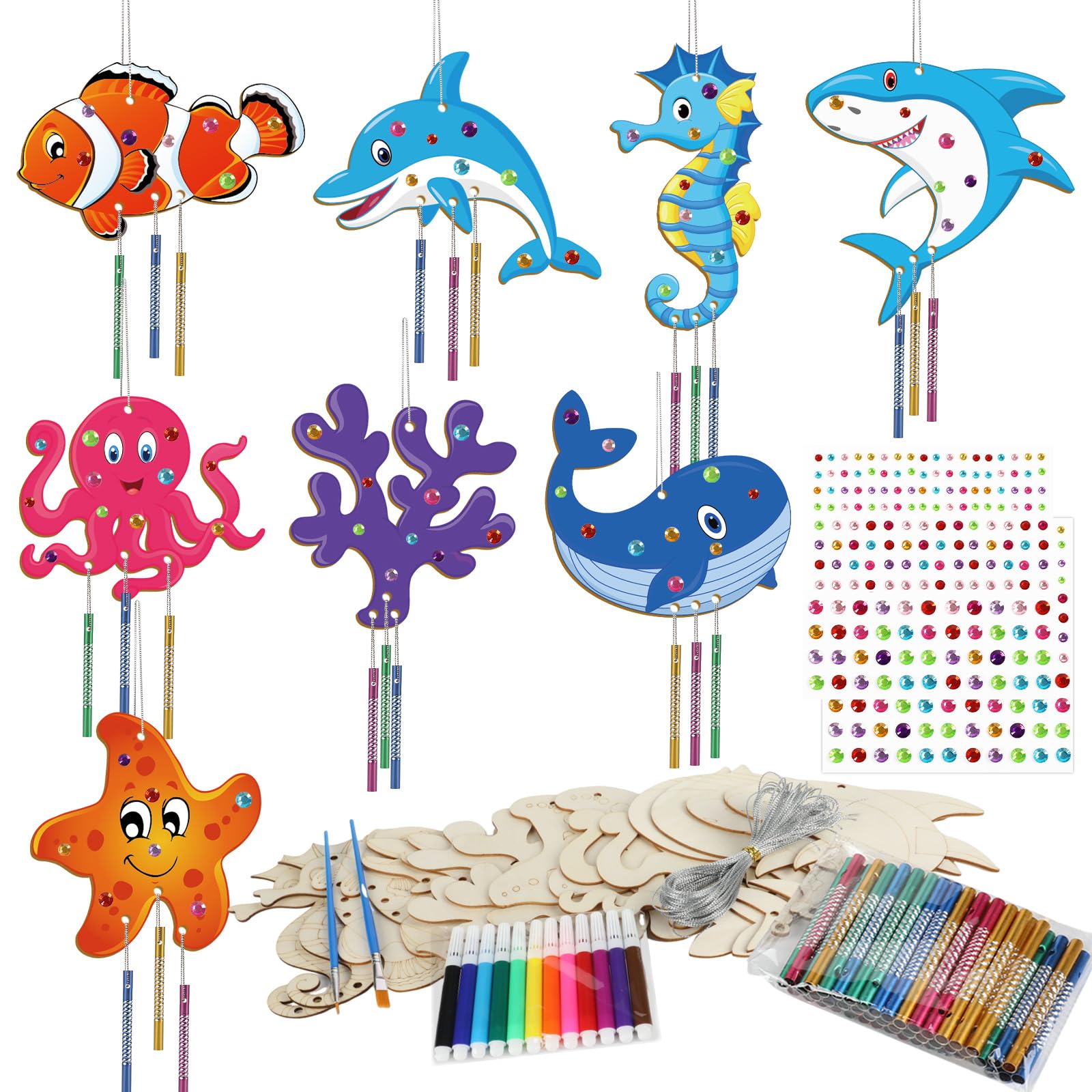 Amazon.com: gisgfim 16 Pack Ocean Animal Wind Chime Kit Crafts for
