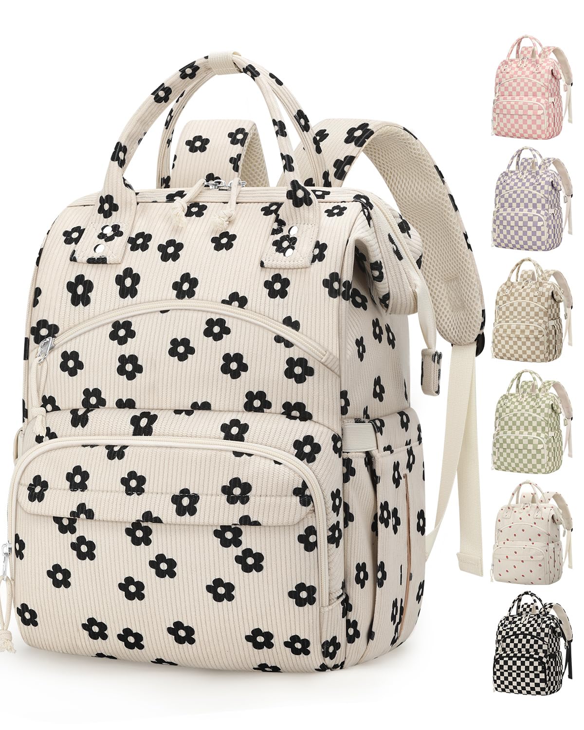 Corduroy Diaper Backpack for Mom,Travel Baby Diaper Bag for Grirls&Boys