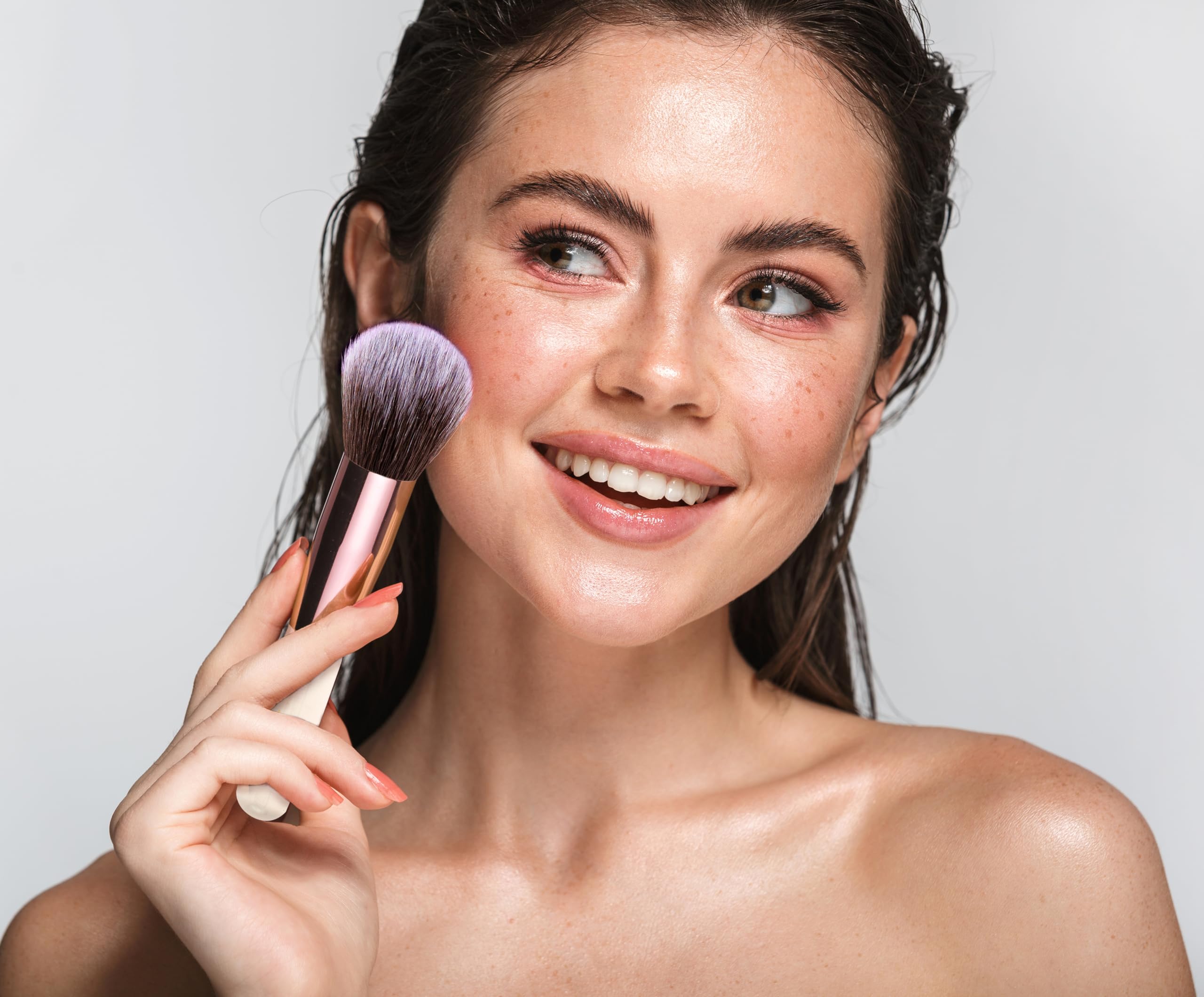 Set 9 Pennelli Make Up con Custodia Portatile e Pulitore Pennelli Solido 50 g con Olio di Cocco