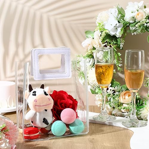 Miniatura 7 de Gersoniel Bolsa de regalo transparente de boda con asa, bolsa de regalo de PVC transparente con asa resistente, bolsa de regalo para fiesta de