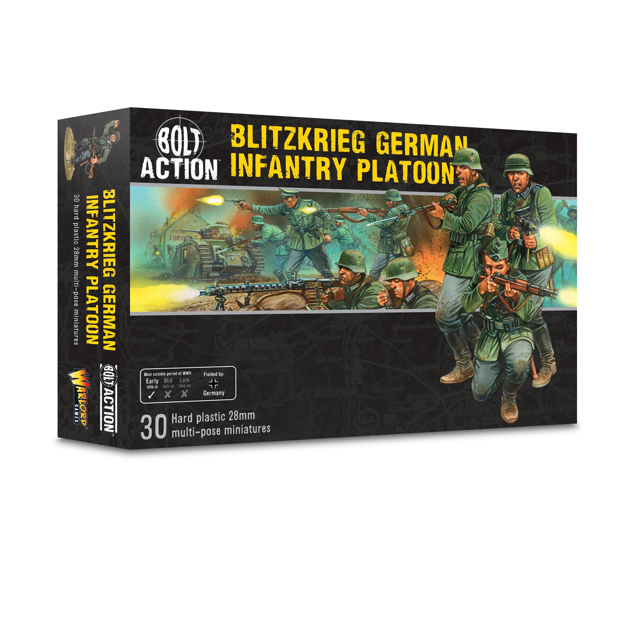 Warlord Games Blitzkrieg German Infantry - 28mm Scale Plastic Miniatures for Bolt Action Highly Detailed World War 2 Miniatures for Table-top