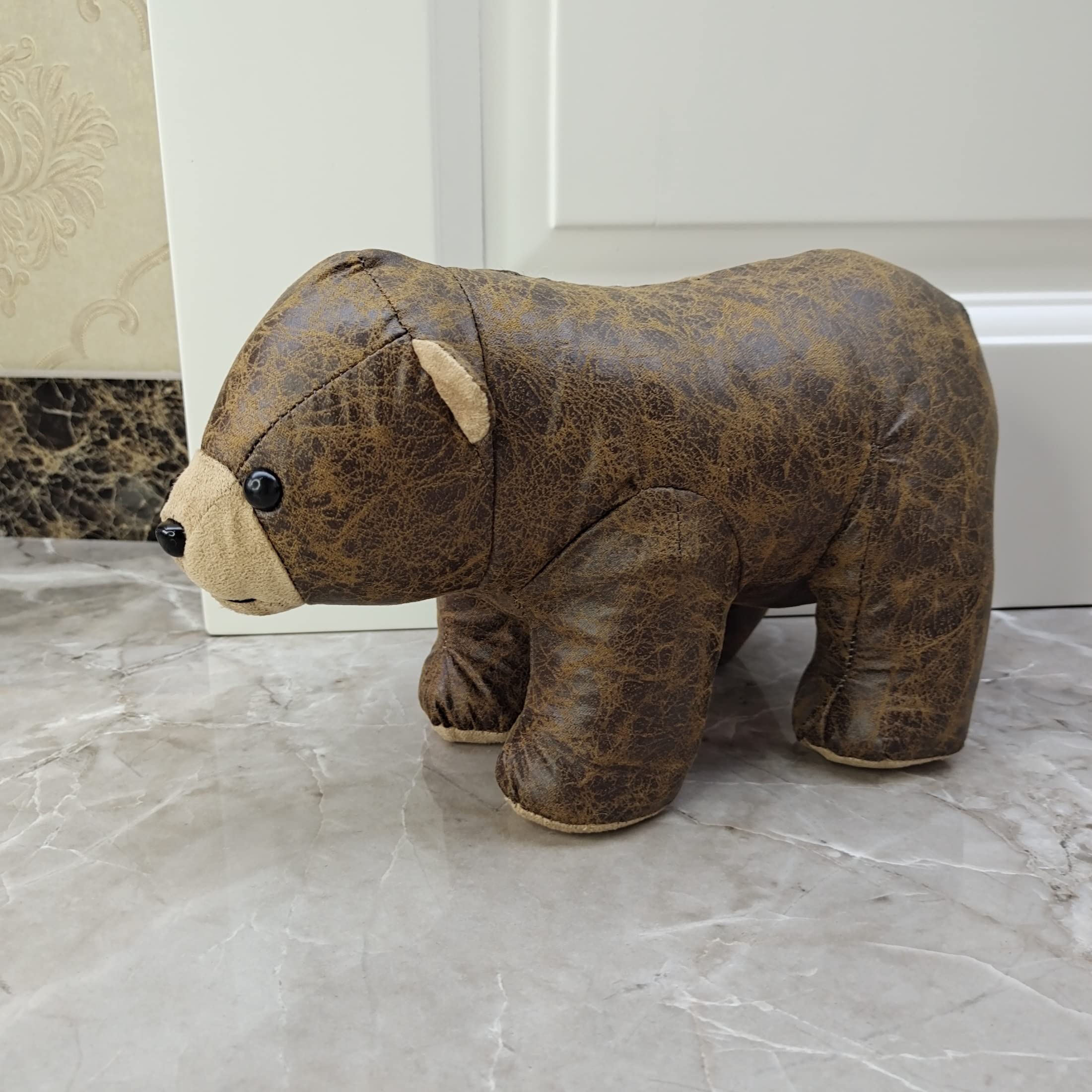 Butoir De Porte En Ours En Cuir Synthétique – Déco Pays Chic Et Cadeau Sympa