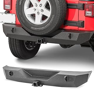 TACTIK JK Rear Bumper with 2" Hitch Receiver & D-Ring - Fits Jeep Wrangler JK 2007-2018 - Heavy Duty Off-Road Bumper for Jeep JK Wrangler