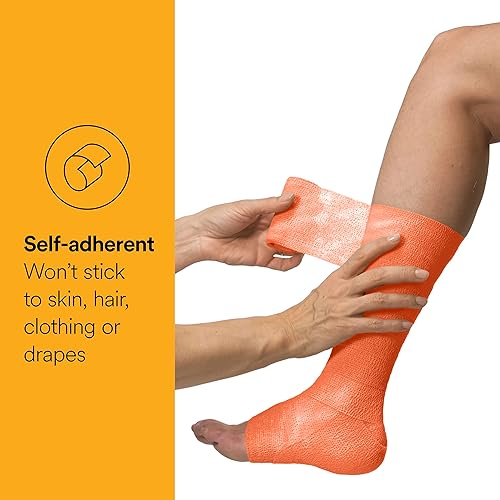 Vista 64 de 3M Coban LF - Vendaje cohesivo autoadherente, elástico, no tejido, beige, no estéril, 6 pulgadas x 5 yardas, 12 unidades Beige