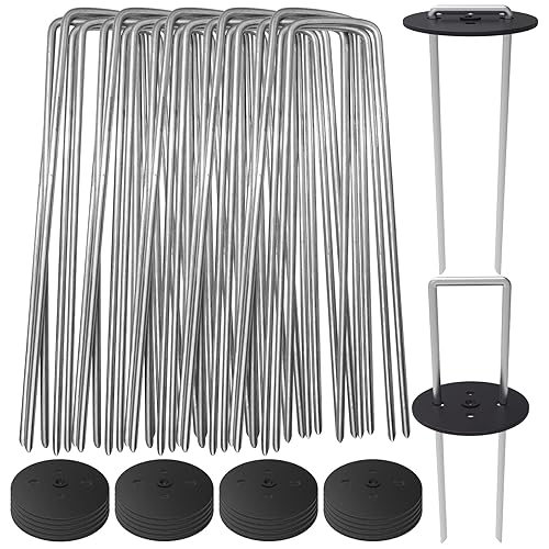 AAGUT 50 Pack Landscape Staples with Gasket Washer Caps, 6