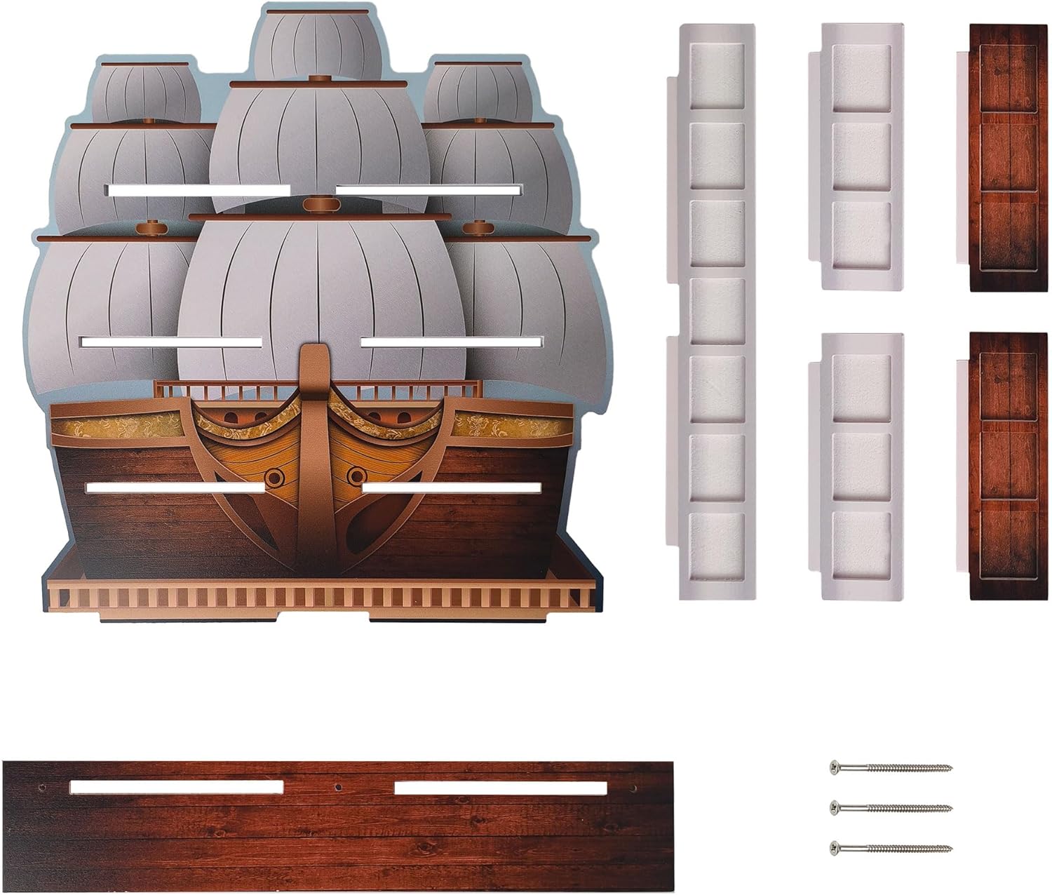 Pirate Ship Display Shelf for Funko Bitty Pop One Piece Series – Wall-Mountable Bitty Pop Organizer, Pirate Ship Shelf Displays 29 Bitty Pops