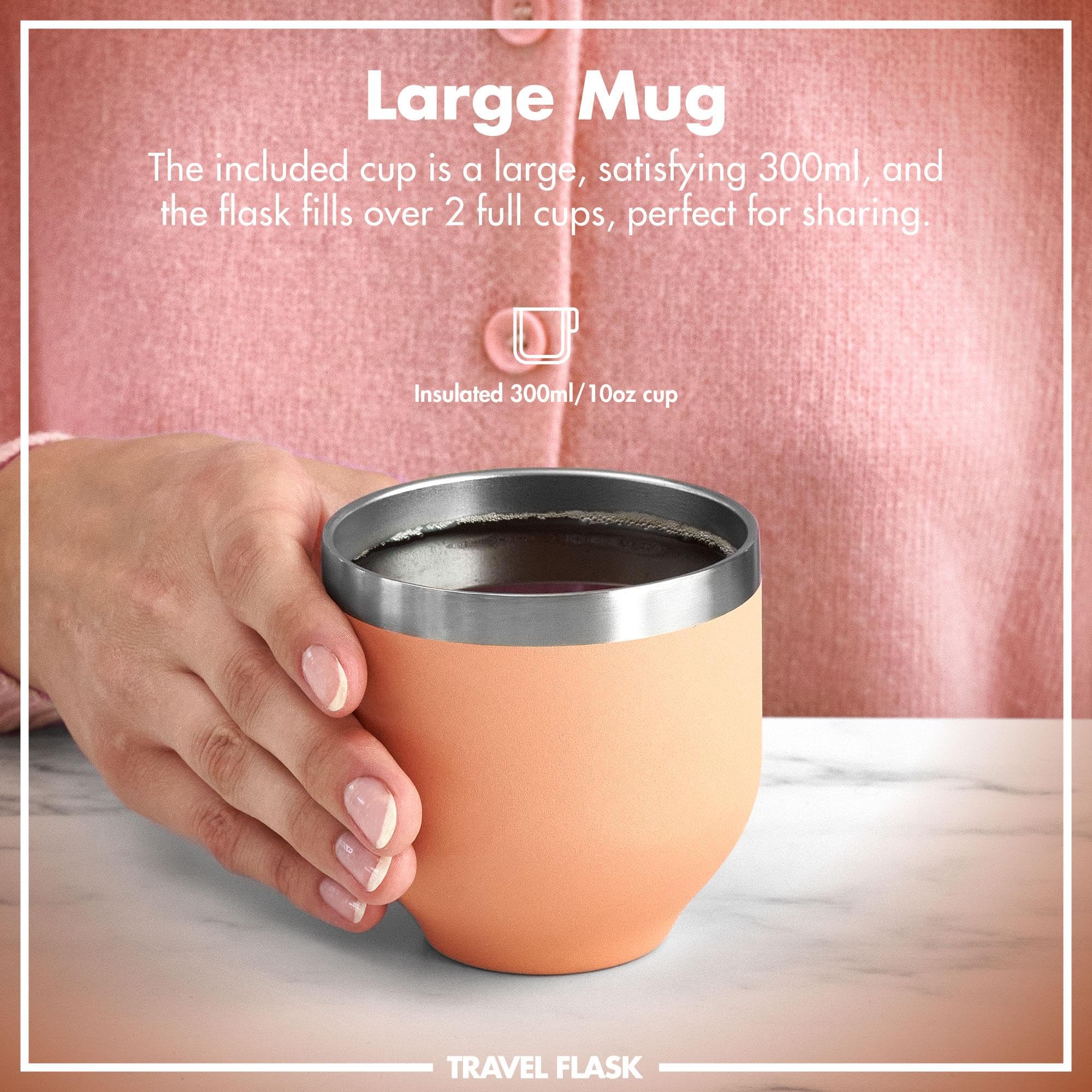 ION8 Vacuum Insulated ThermoShield Flask for Hot Drinks or Cold Drinks Large Insulated Mug, 2 Cups Capacity, Magnetic Cap - Image 3