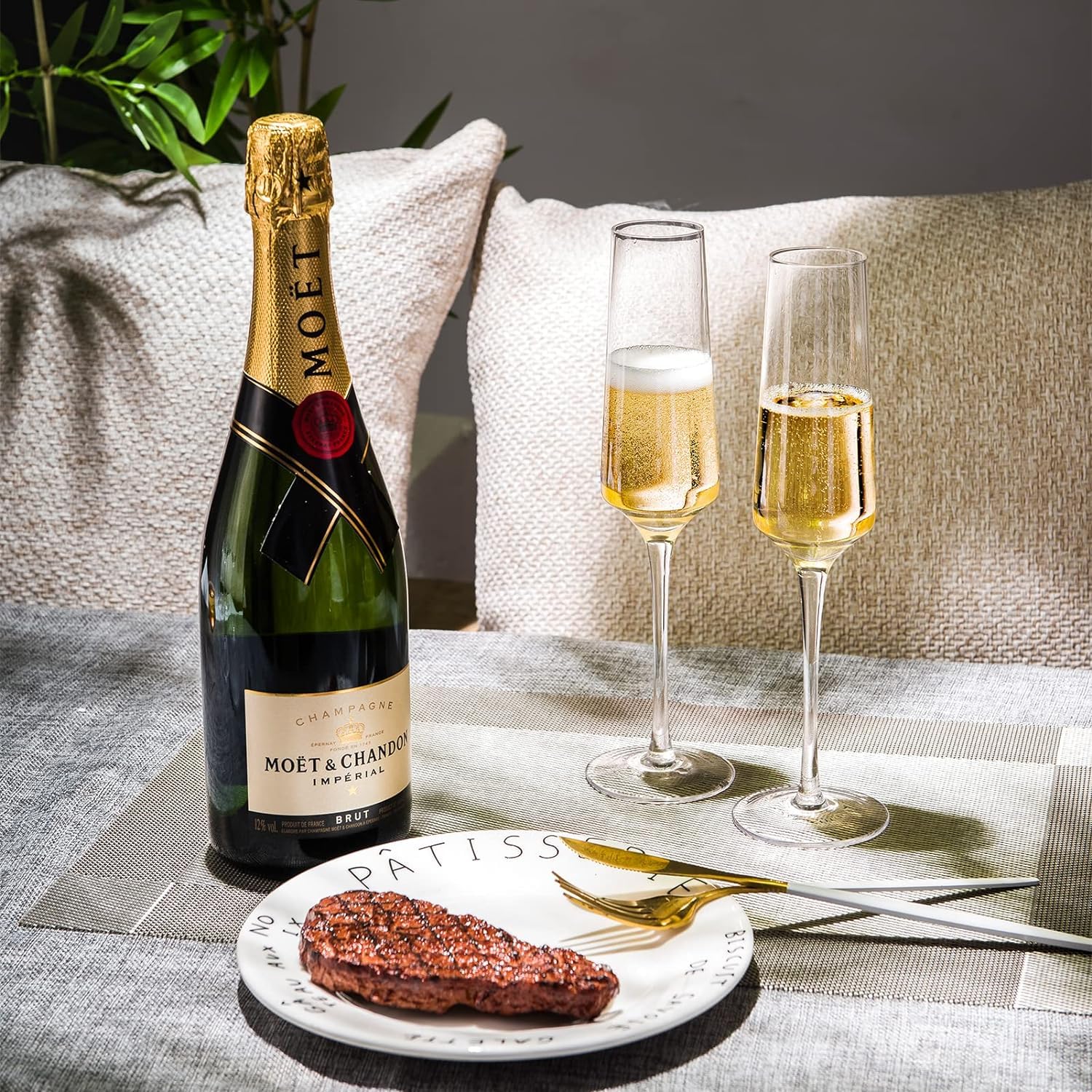 Red-Rubby Champagne Flutes, Edge Champagne Glass Set of 2 - Modern & Elegant Gift for Women, Men, Wedding, Anniversary, Christmas, Birthday 100% Lead Free Crystal 2