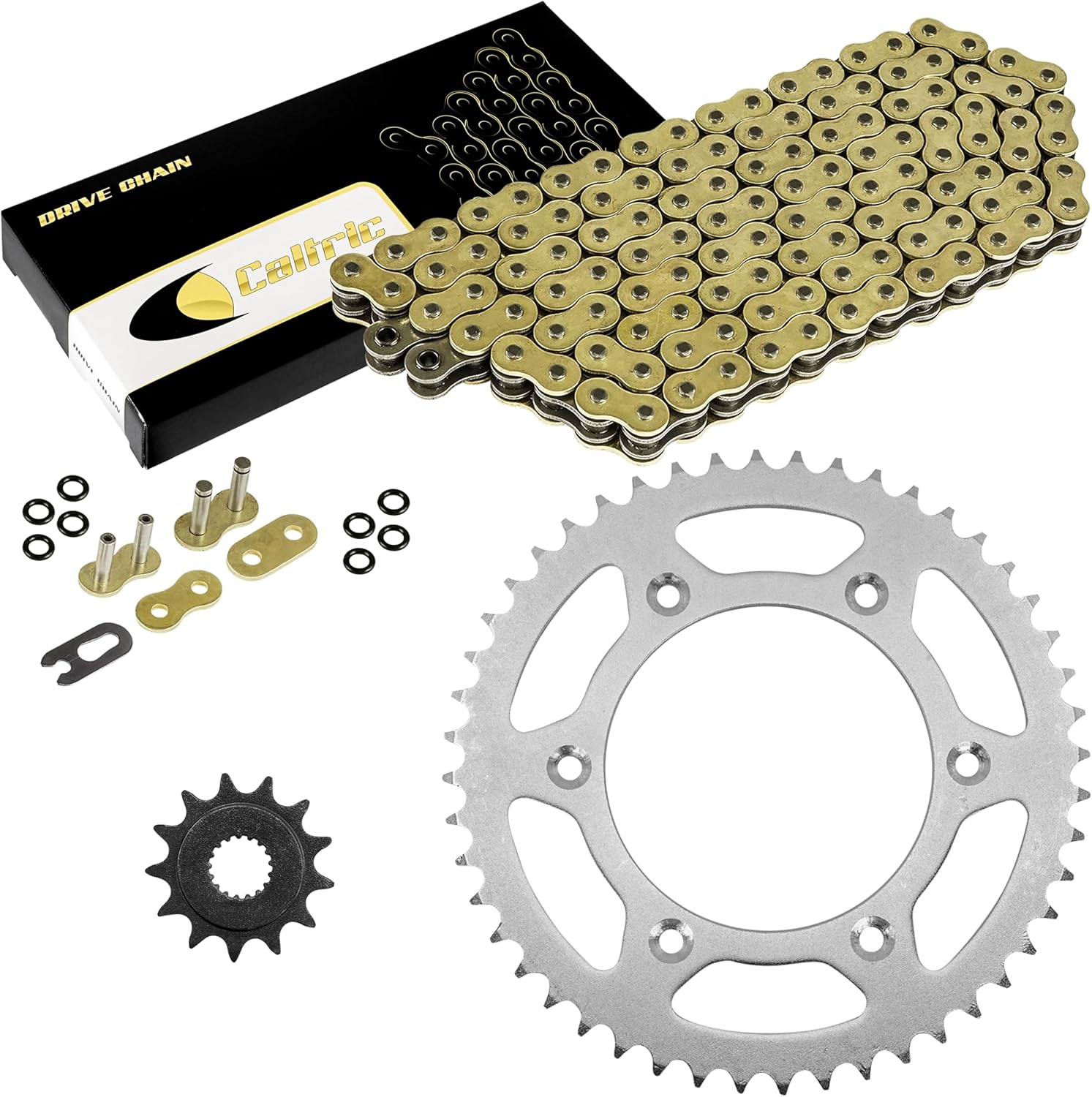 Caltric Gold O-Ring Drive Chain and Sprocket Kit Compatible with Honda CR250R 2003 / CRF450R 2004-2016