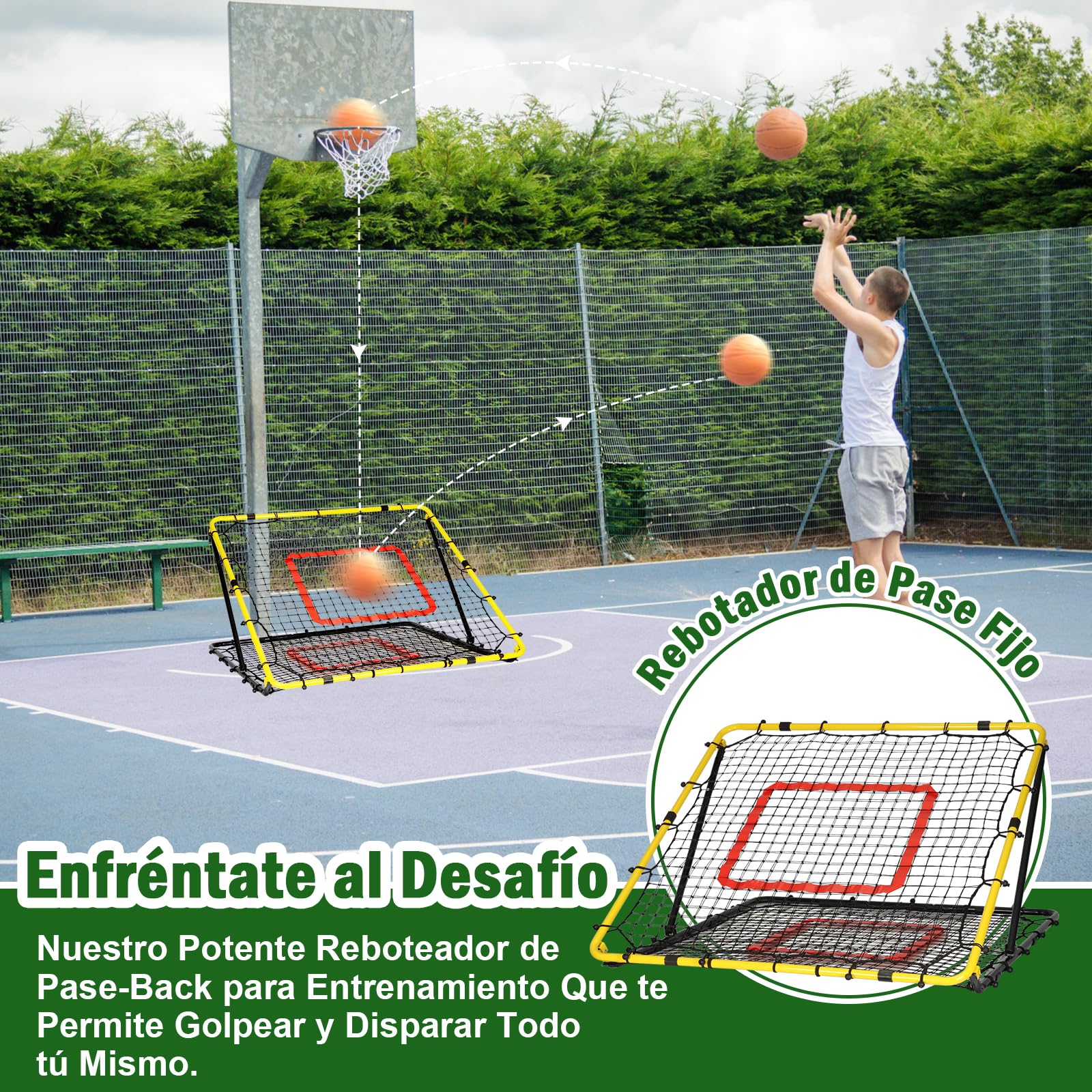 Red de Rebote Fútbol Plegable,Red de Béisbol, Malla de PE de Doble Capa, Ángulo Ajustable, Ideal para Actividades Familiares al Aire Libre y práctica de Deportes Niños Adulto