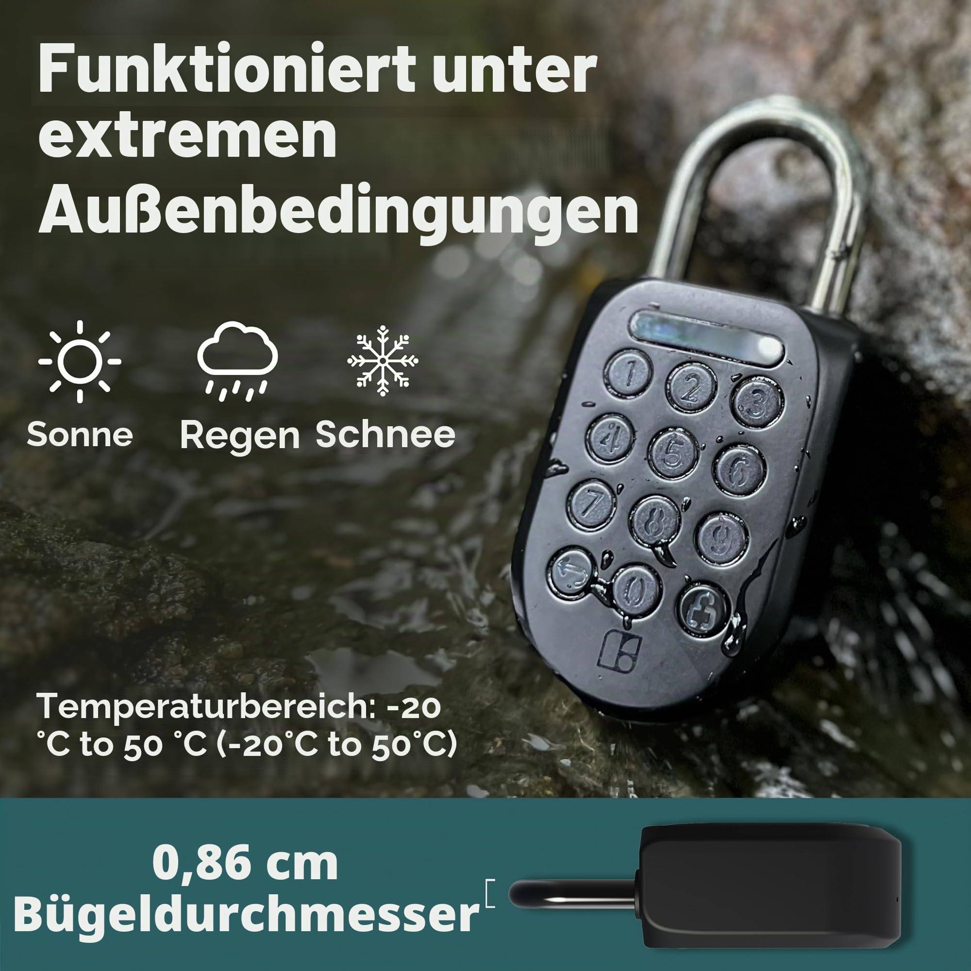 Igloohome Smart Padlock 2 (SP2), Erzeugt Zugriff von überall, kein WLAN nötig, kompatibel mit iPhone & Android - wetterfester, wasserdichter und wiederaufladbarer Akku