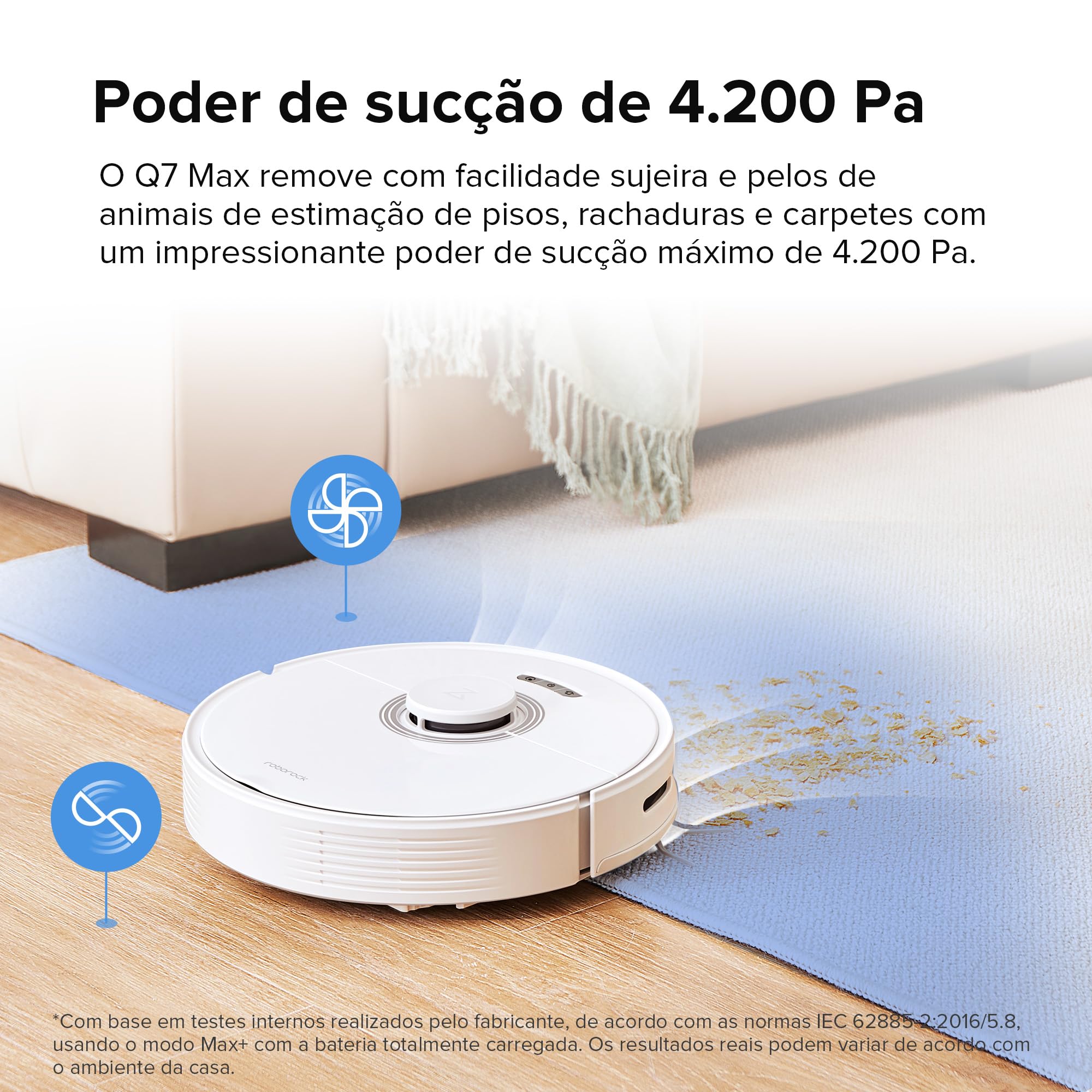 Robô aspirador de pó e passa pano Roborock Q7 Max, sucção 4200Pa