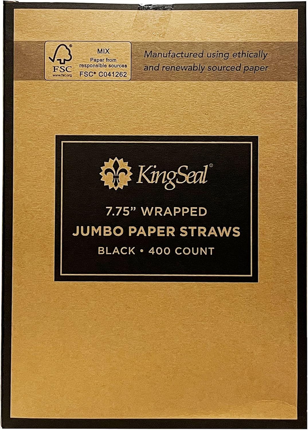 400 Count | Kingseal "Jumbo" Paper Drinking Straws, FSC Certified, Paper Wrapped, 7.75" Length x 6mm Diameter, BLACK, Biodegradable, Earth Friendly, Bulk Pack - 400 Straws per Box - Image 4