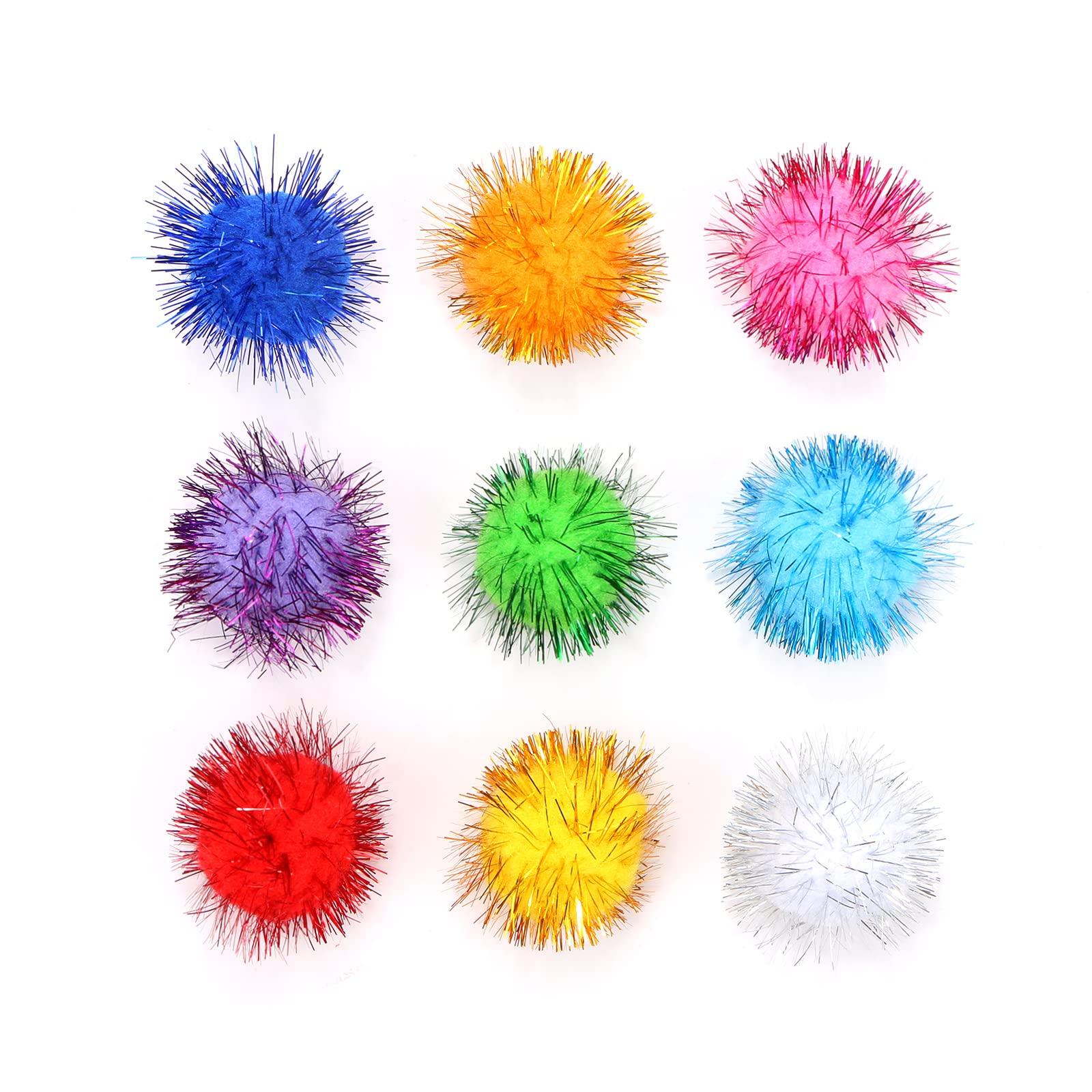 CABAX 1.8'' Assorted Color Sparkle Balls, Tinsel Pom Poms Puff Balls Glitter for Cat Kittens Toys DIY Christmas, 100 Pcs - Image 6