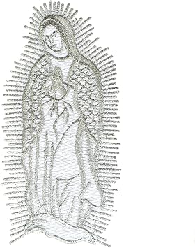 Altotux Virgin Mary Maria Guadalupe Christening Embroidered Iron On Patch, Silver 7"x5" No Words