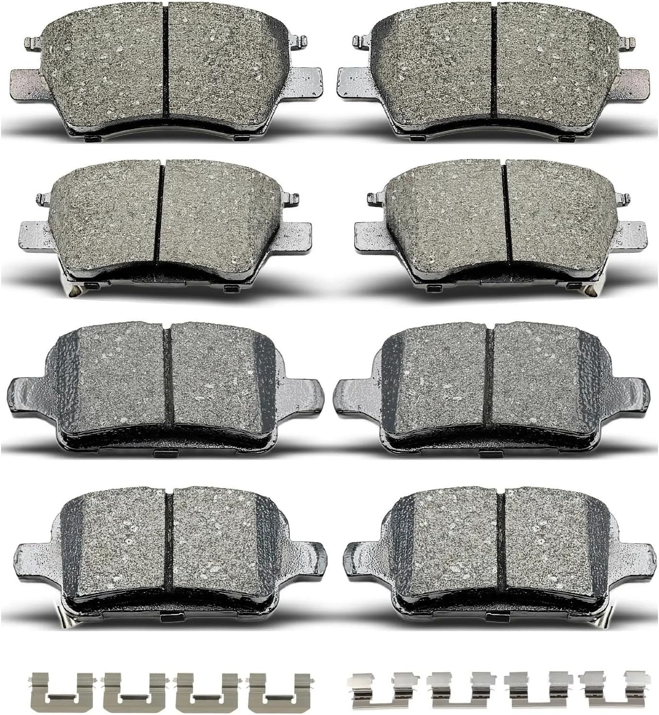 D1844 D1857 8pcs Ceramic Front Rear Brake Pads With Clips Fit For 2022 For Chevrolet Bolt EUV LT,2017-2020 2022 For Chevrolet Bolt EV, 2016-2019 For Chevrolet Cruze,2016-2019 For Chevrolet Volt