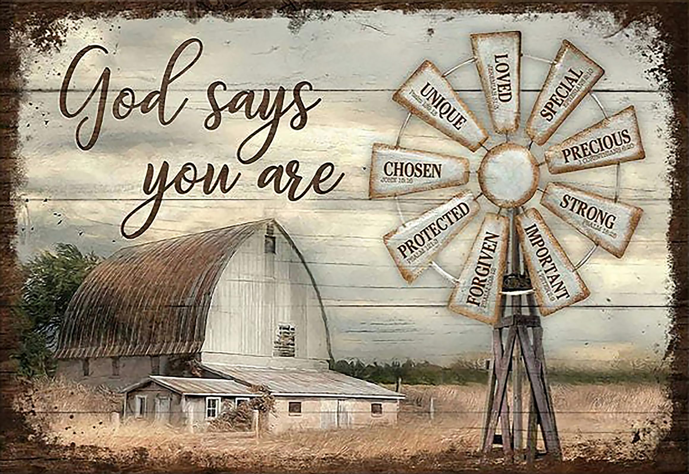 Kwqdozf As Pic Windmill-God Says You Are Vintage Metal Aluminum Tin Sign Door Signs Exteri