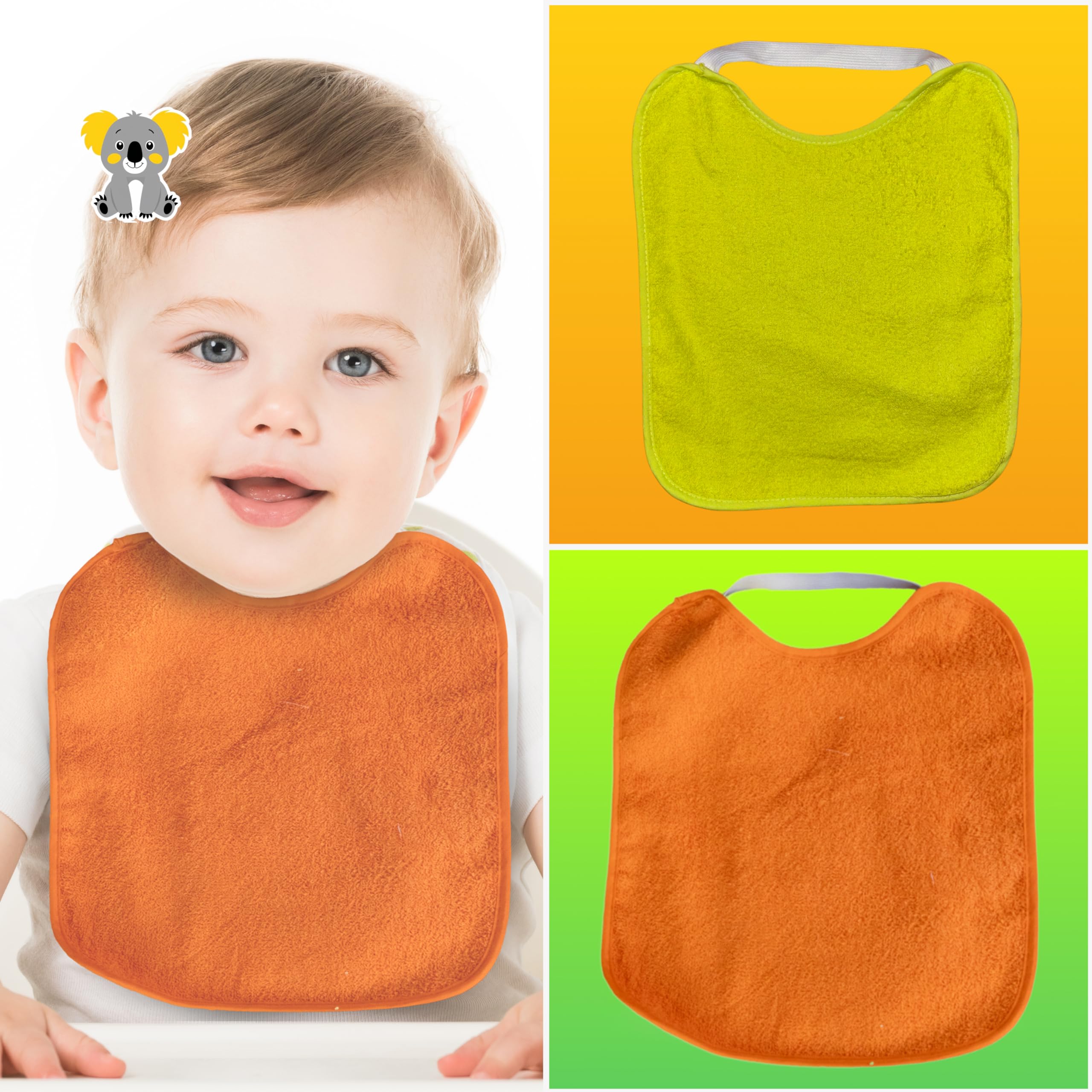 Bavaglini asilo con Elastico 5 pz Impermeabile Morbido Cotone 25x29 cm per Bambini 0-3 Anni