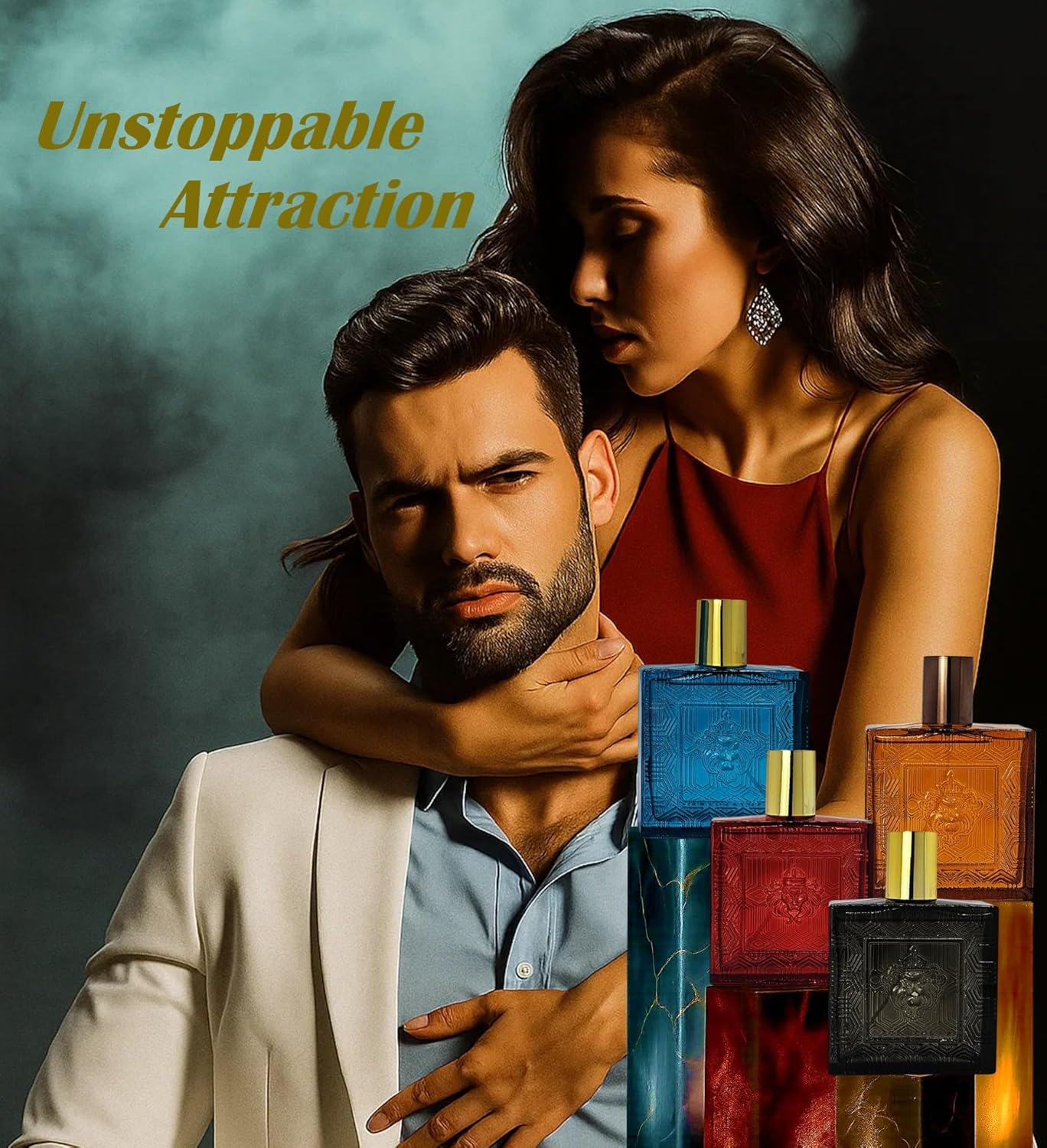 Lion Versatile For Man, Red Flame, Pour Homme & Black Flame, Cologne for Men 4-piece Set, 4x100ml/3.4 Fl.Oz, Eau de Toilette, Long-lasting mint, orange, neroli & vetiver notes for day and night
