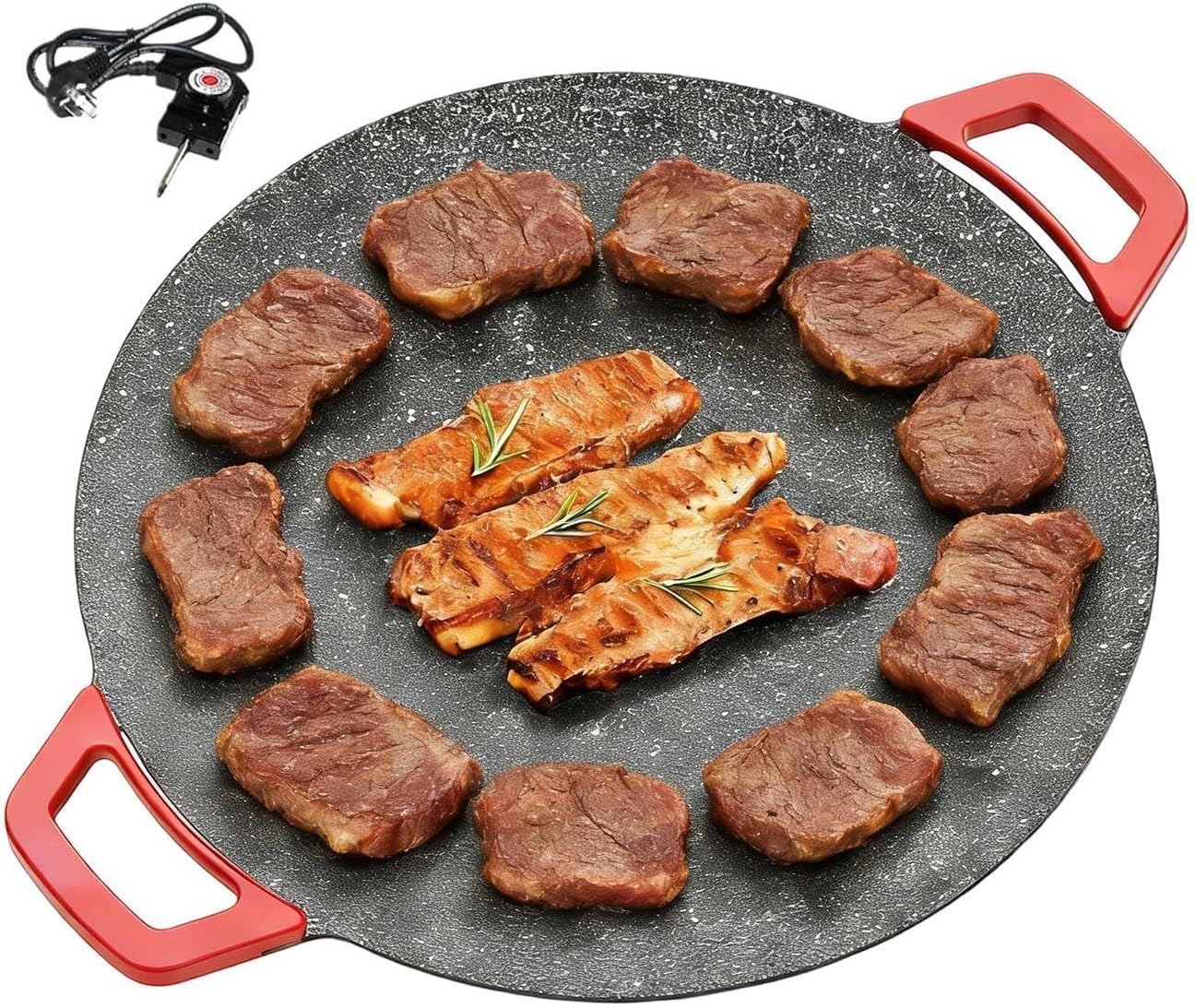 Electric Griddle, Portable Design, 30cm, Non-stick Frying Skillet, Indoor Grill Plate, Adjustable Temperature, For Home Camping Kitchen Restaurant
