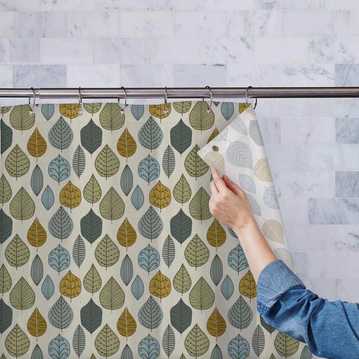 ArtzFolio Autumn Leaf D1 | Washable Waterproof Polyester Shower Curtain | Eyelets | 5 x 9 feet (60 x 108 inch); Single Piece