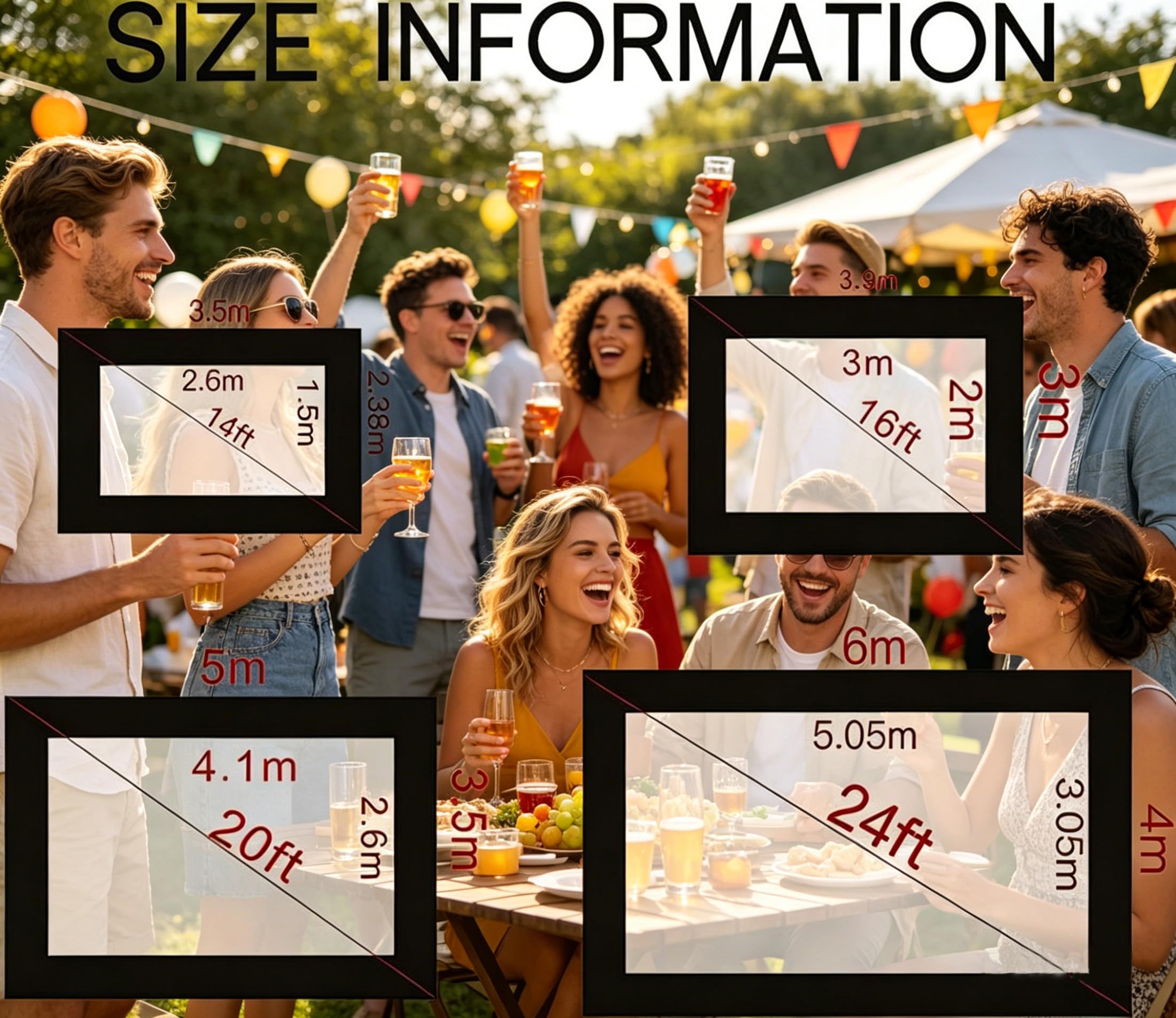 Schermo Gigante per Proiezioni Cinematografiche All'aperto, Gonfiabile E Portatile, Da 4,2 a 7,3 Metri, Design Monoblocco Con Soffiatore D'aria E Borsa per Il Trasporto 20ft