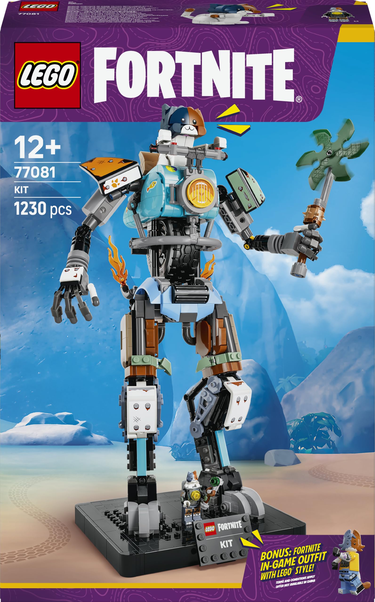 LEGO Fortnite KIT 77081 | Toys for 12+ Year Old Boys, Interactive Figure, Power Claw Pickaxe & Spinning Wheel, Room Decor, Gaming Gift, 1230 Pieces
