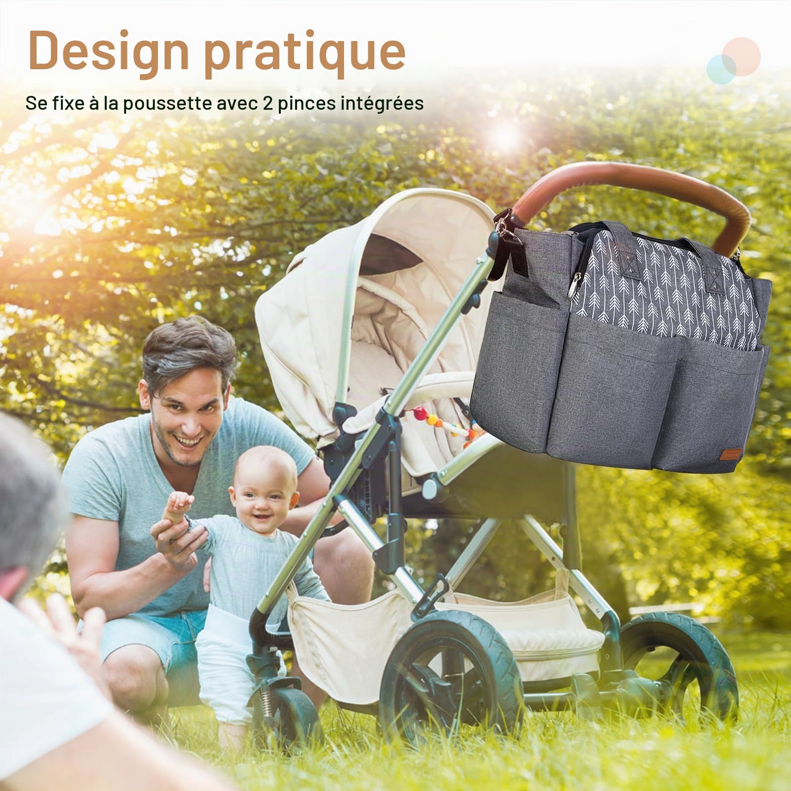 Lekebaby Sac à Langer Bébé Bandoulière Sac Maternité Grand Portable