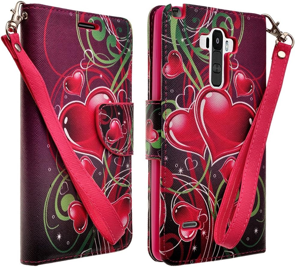 LG G Stylo (Sprint,MetroPCS,TMobile, Boost Mobile, Cricket) Case - Magnetic Leather Folio Flip Book Wallet Pouch Case Cover with Fold Up Kickstand and Detachable Wrist Strap (Purple Heart)