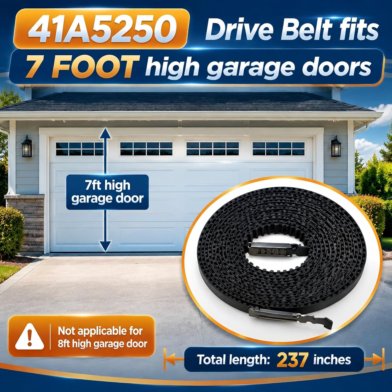  41A5250 Belt for 7 Ft High Garage Door, 237" Garage Door Opener Belt thumbnail