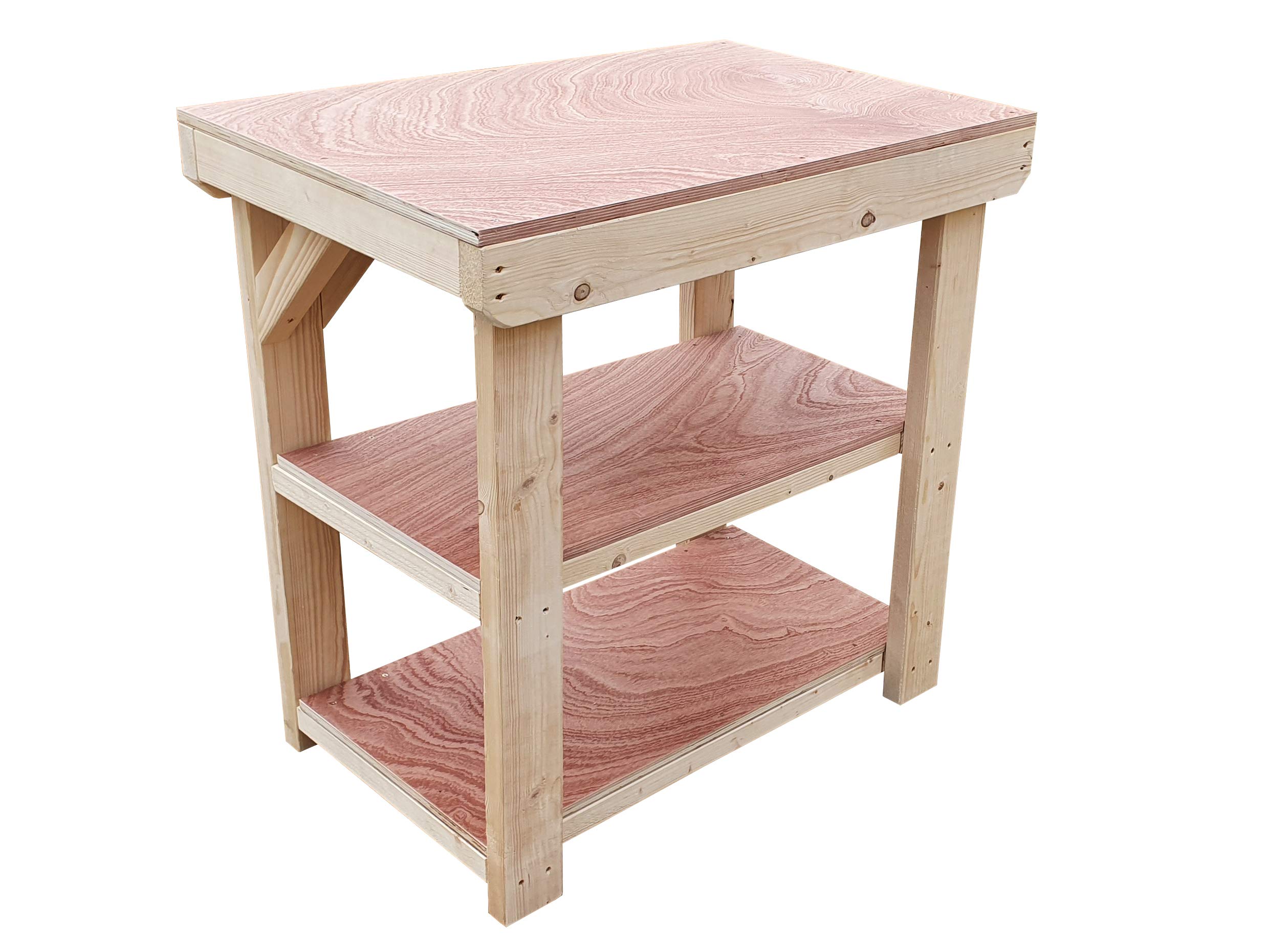 Arbor Garden Solutions Natural Express Wooden Workbench - Multiple Options Workmate Range - Double Shelf (3Ft Eucalyptus Hardwood Material)