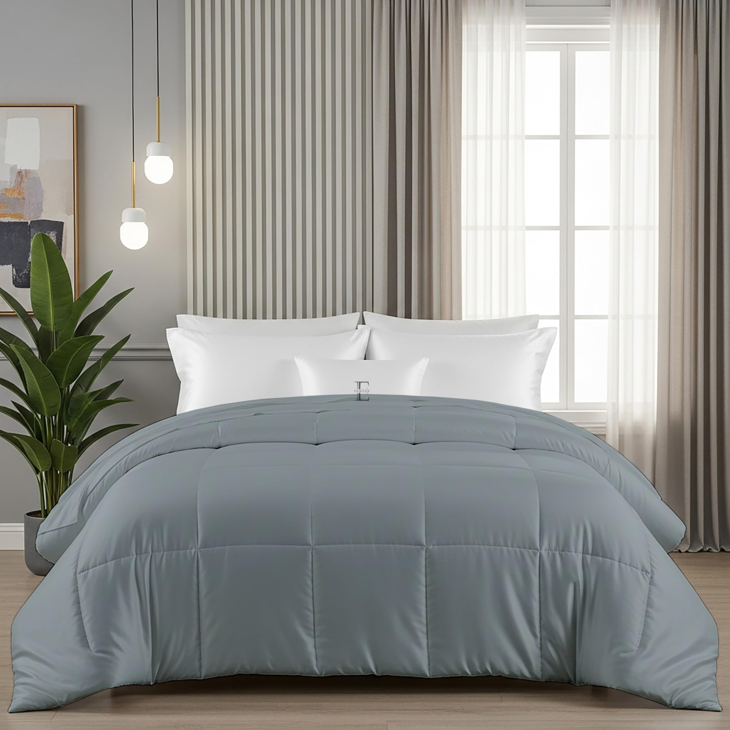 EDMUND® Silkloom Royal Haven Comforter | 600 GSM Luxe Cloud Fill | Velvet Royale Texture with Silk Satin Shine | Ultra-Warm Quilt - 90x100 Inch Double Bed | Coin Grey-image-28