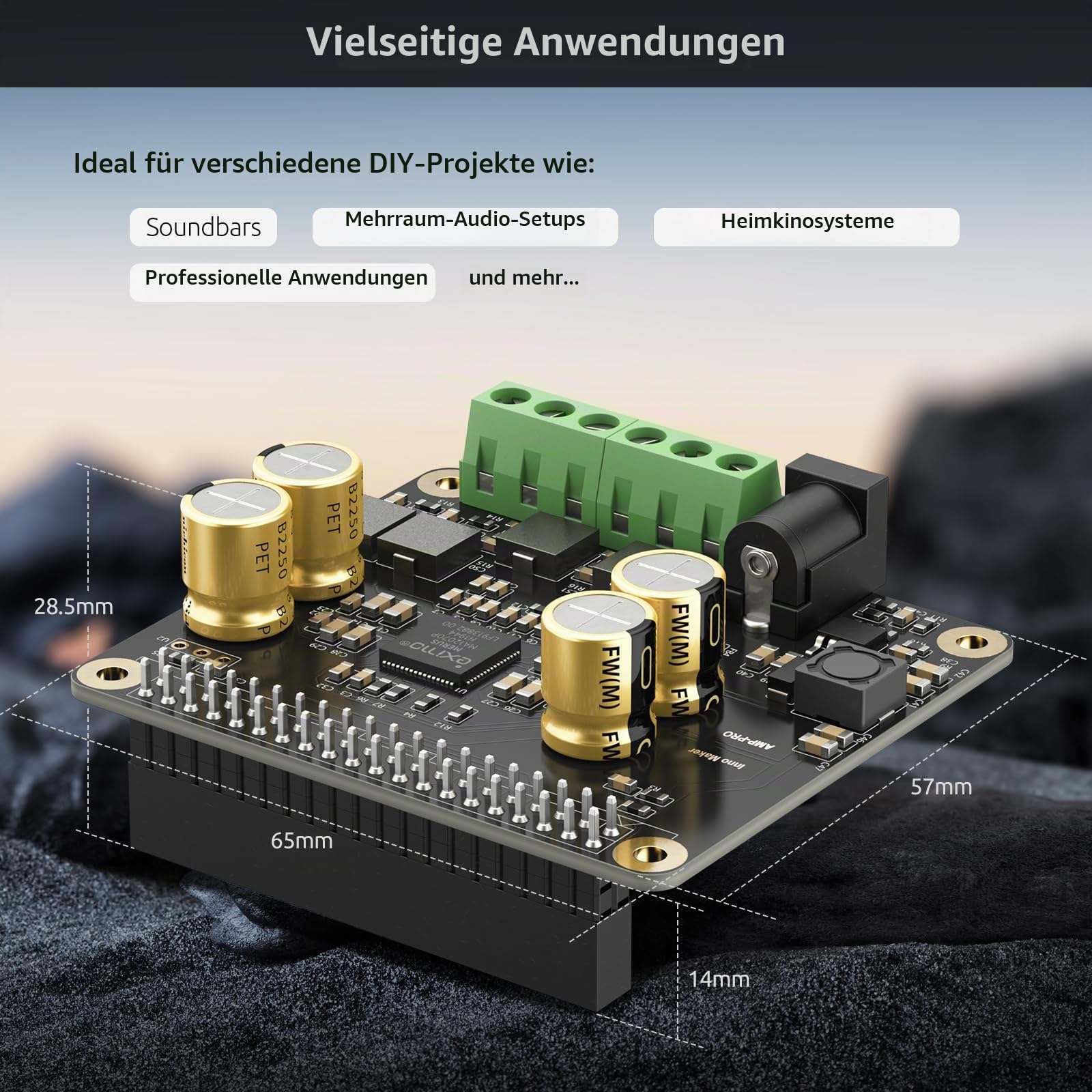 InnoMaker Audio-Verstärker 2x80W Spitzenausgang Klasse D HiFi AMP Pro Hat, mit 192 kHz/24 bit MA12070P, unterstützt Volumio, MoOde, Raspbian, LibreELEC für Raspberry Pi 5 4 3B+ Pi Zero