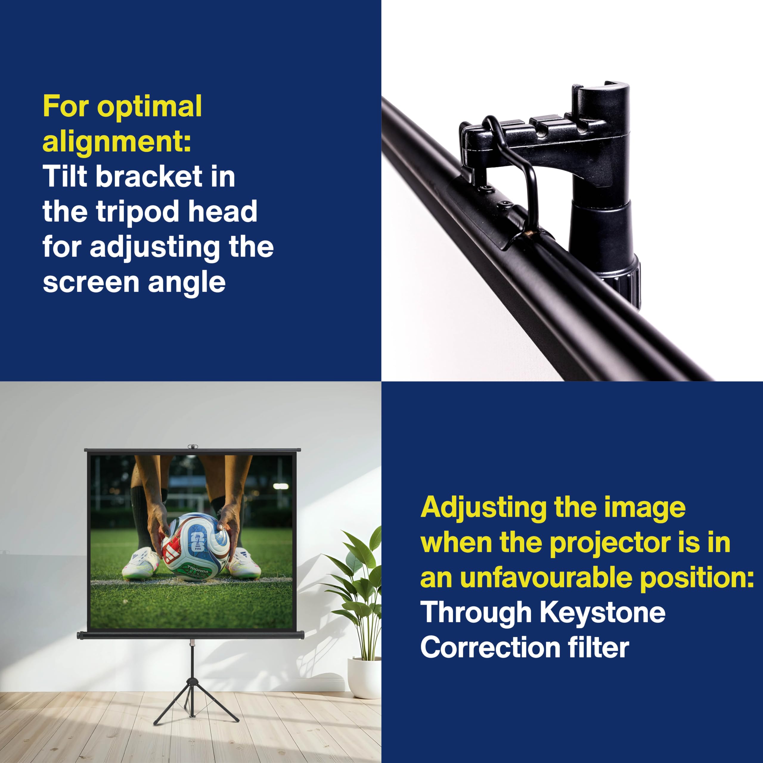 magnetoplan Écran trépied Mobile avec trépied 120" | 244 x 183 cm 4:3 réglable en Hauteur | Écran de projecteur Portable 4K Ultra HD pour Une Installation Rapide | avec Filtre correcteur Keystone