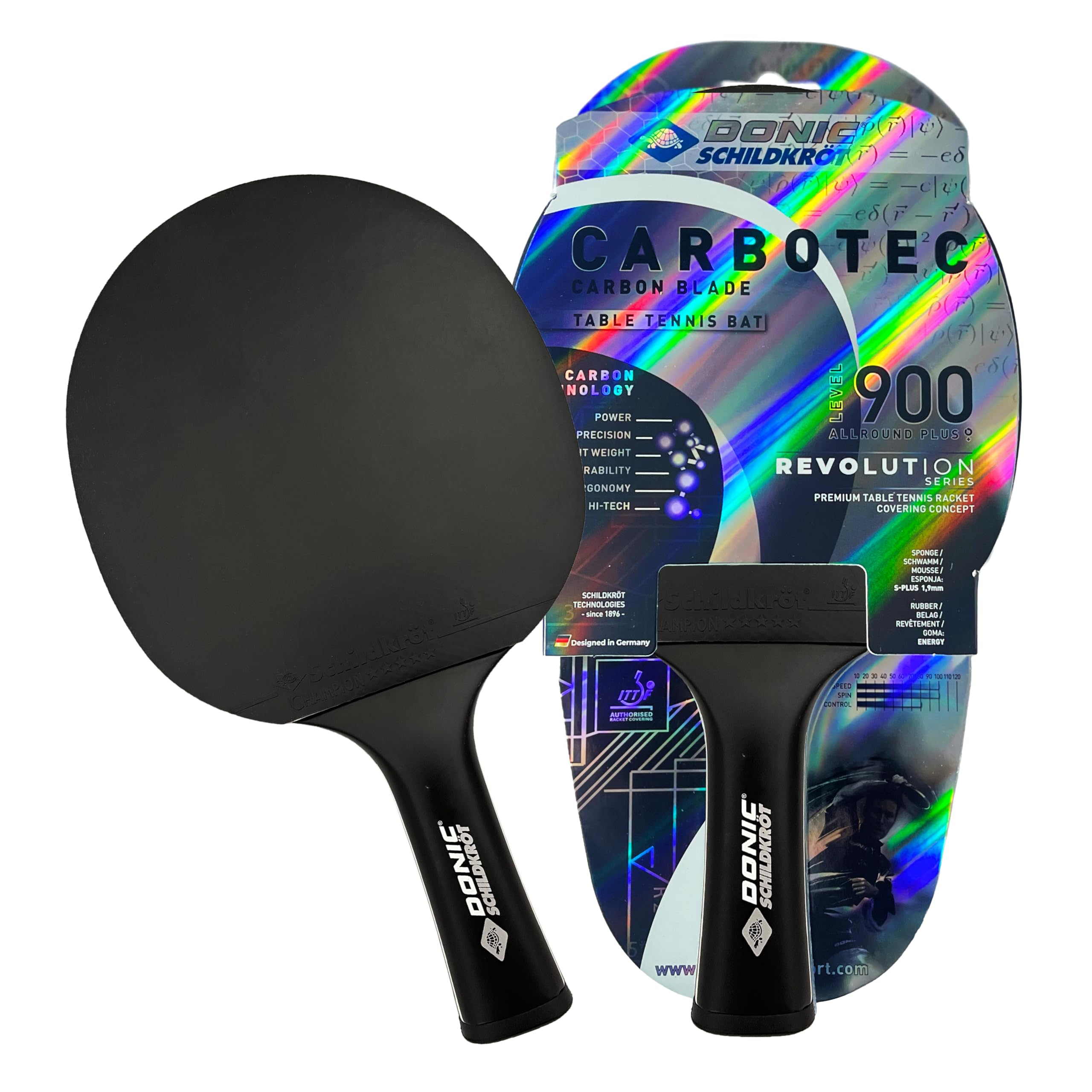 DANITORICOBO 94mm x 150mm ３枚入 Donic-Schildkröt Unisex – Yetişkin Masa Tenisi Raketi CarboTec 900