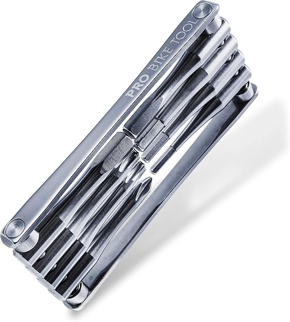 Pro Bike Tool Bike Multitool 8 in 1 Reliable, Compact and Lightweight Repair Kit for Road and Mountain Bikes. Strong Full Stainless Steel, No Rust, Long Leverage Bicycle Tools, Includes Bag